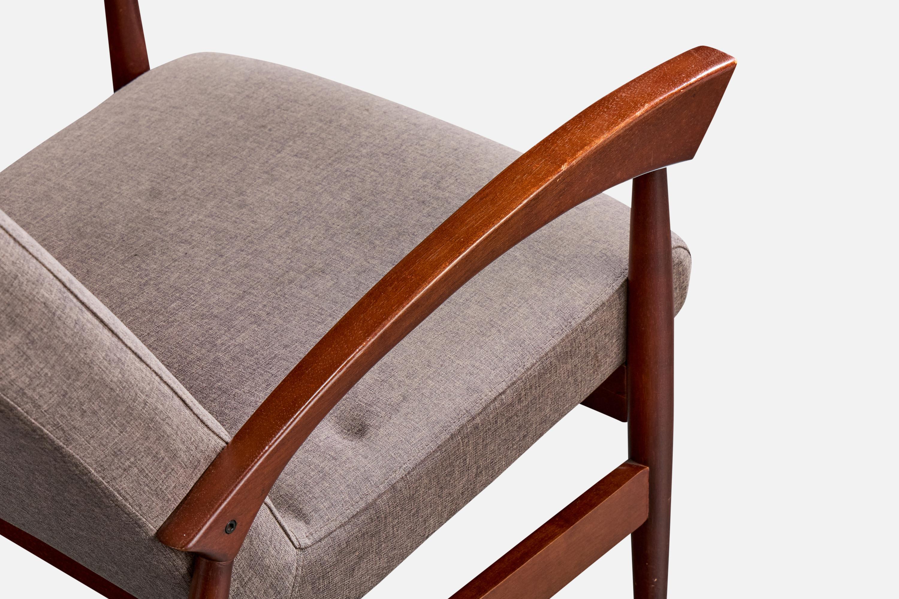 Designer brésilien, chaises longues, Wood, tissu, Brésil, années 1960 en vente 3