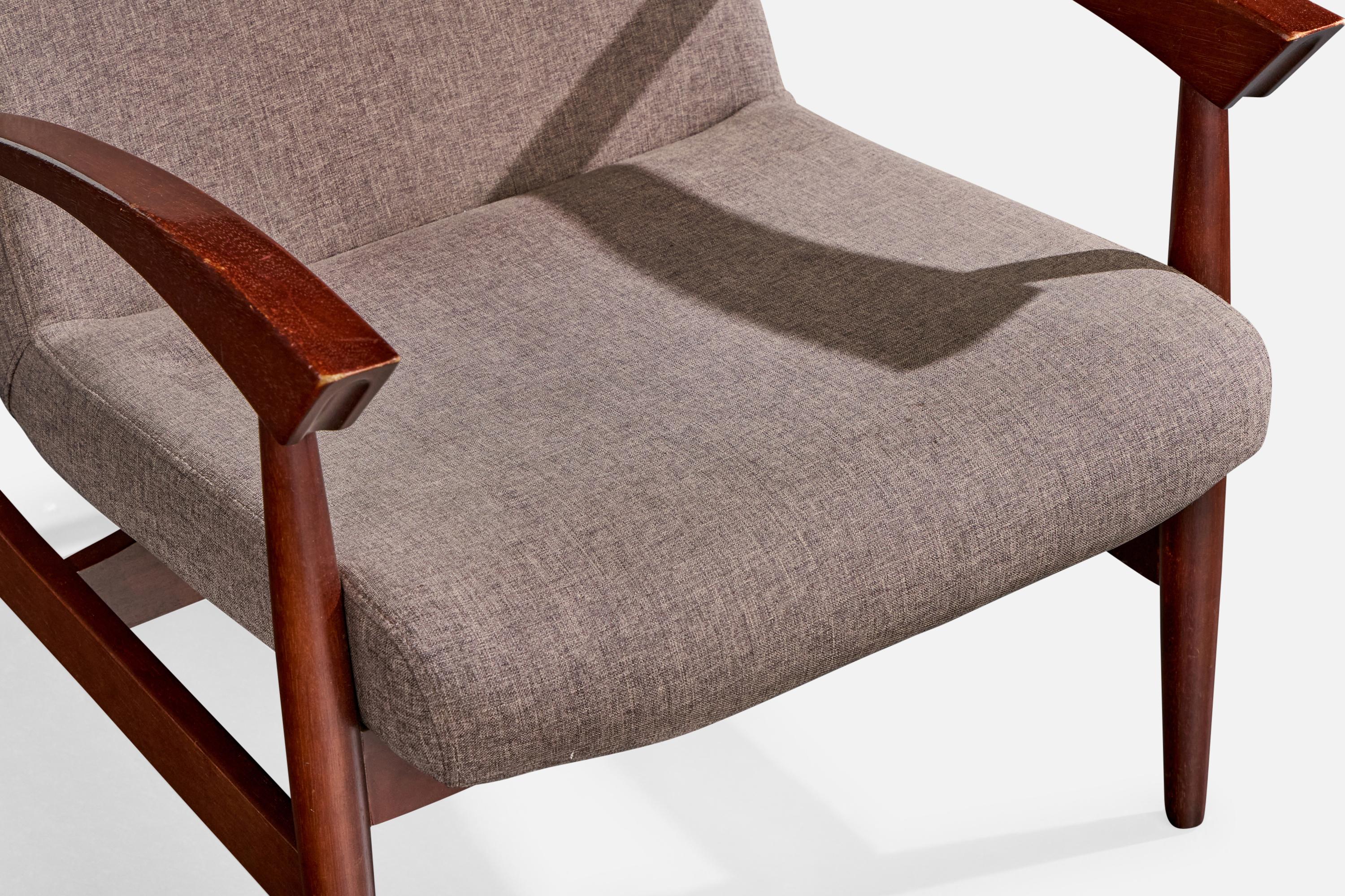 Designer brésilien, chaises longues, Wood, tissu, Brésil, années 1960 en vente 4