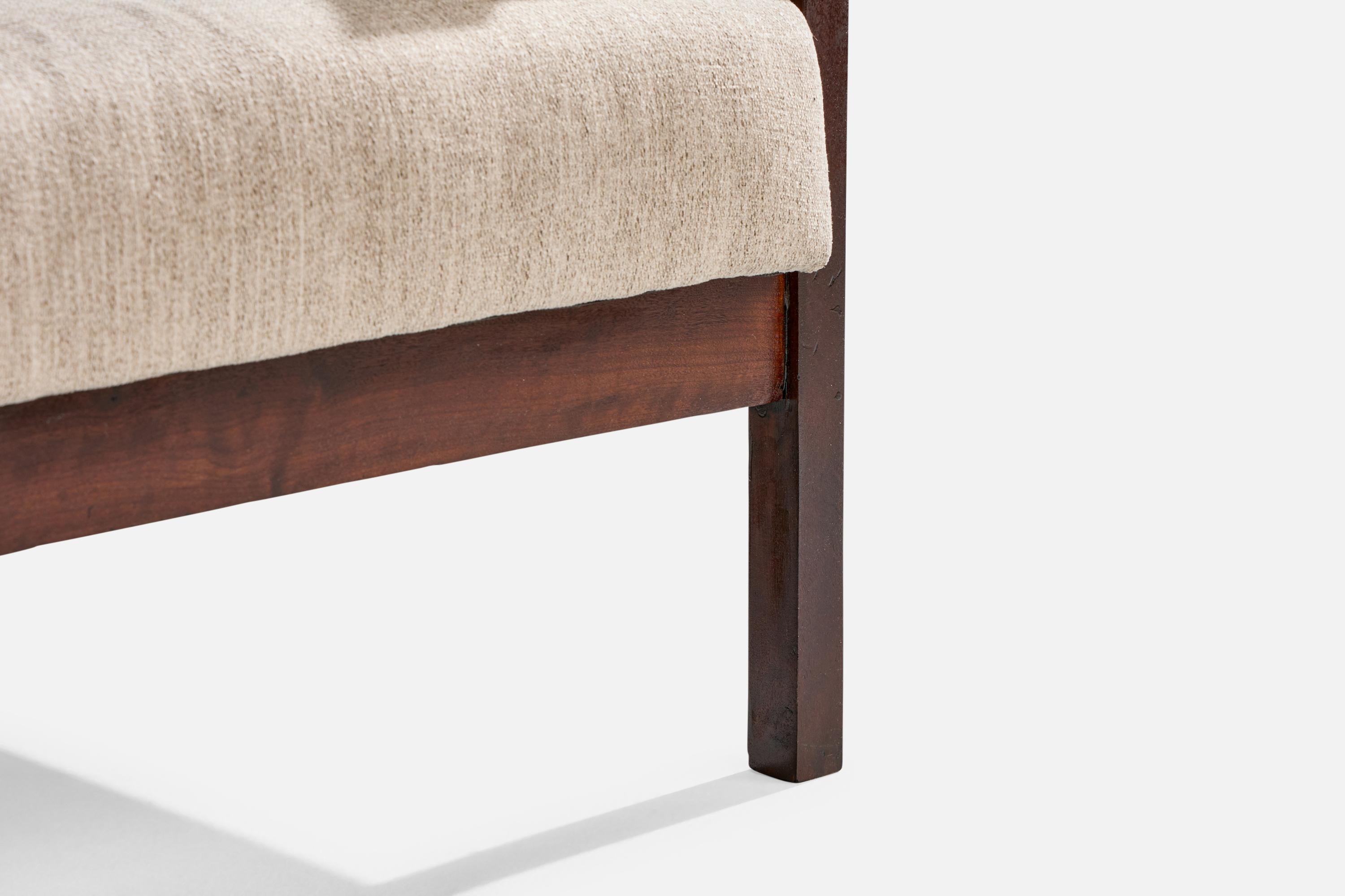 Brazilian Designer, Lounge Chairs, Wood, Fabric, Brazil, 1960s in vendita 6