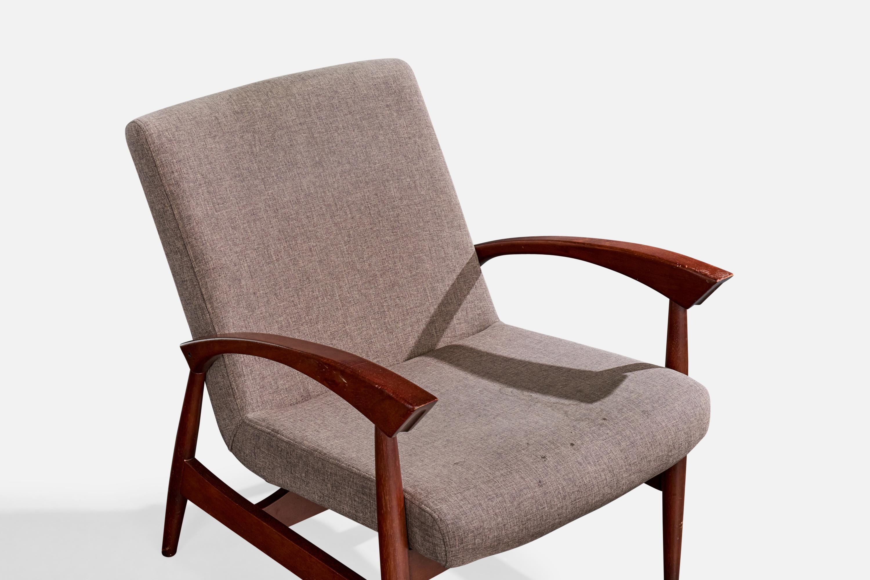 Designer brésilien, chaises longues, Wood, tissu, Brésil, années 1960 en vente 1