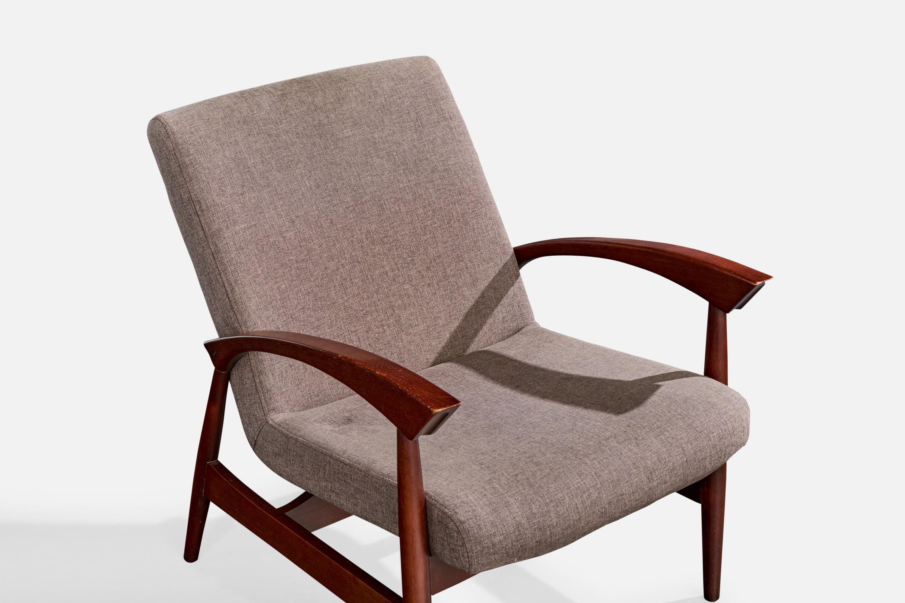 Designer brésilien, chaises longues, Wood, tissu, Brésil, années 1960 en vente 1