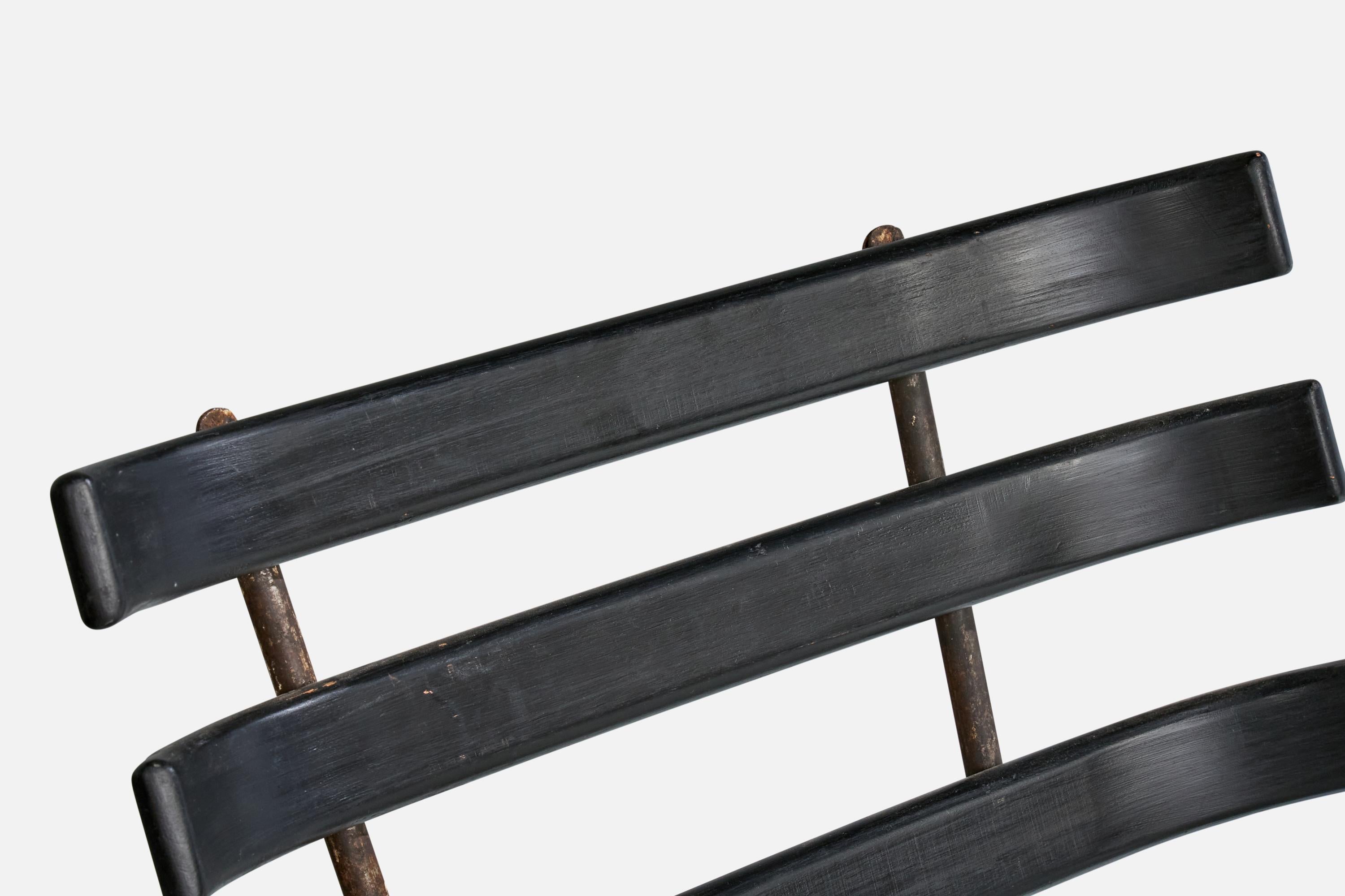 Designer brésilien, chaises longues, Wood, Iron, Brésil, années 1950 en vente 5