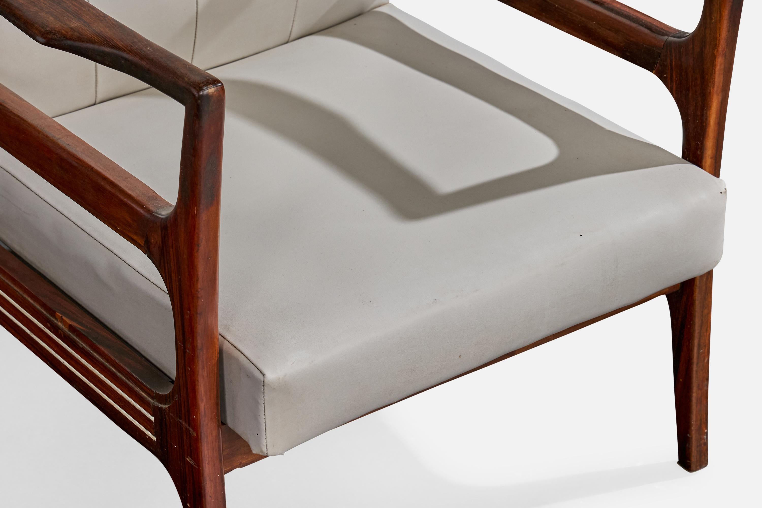 Designer brésilien, chaises longues, Wood, cuir, Brésil, années 1950 en vente 4