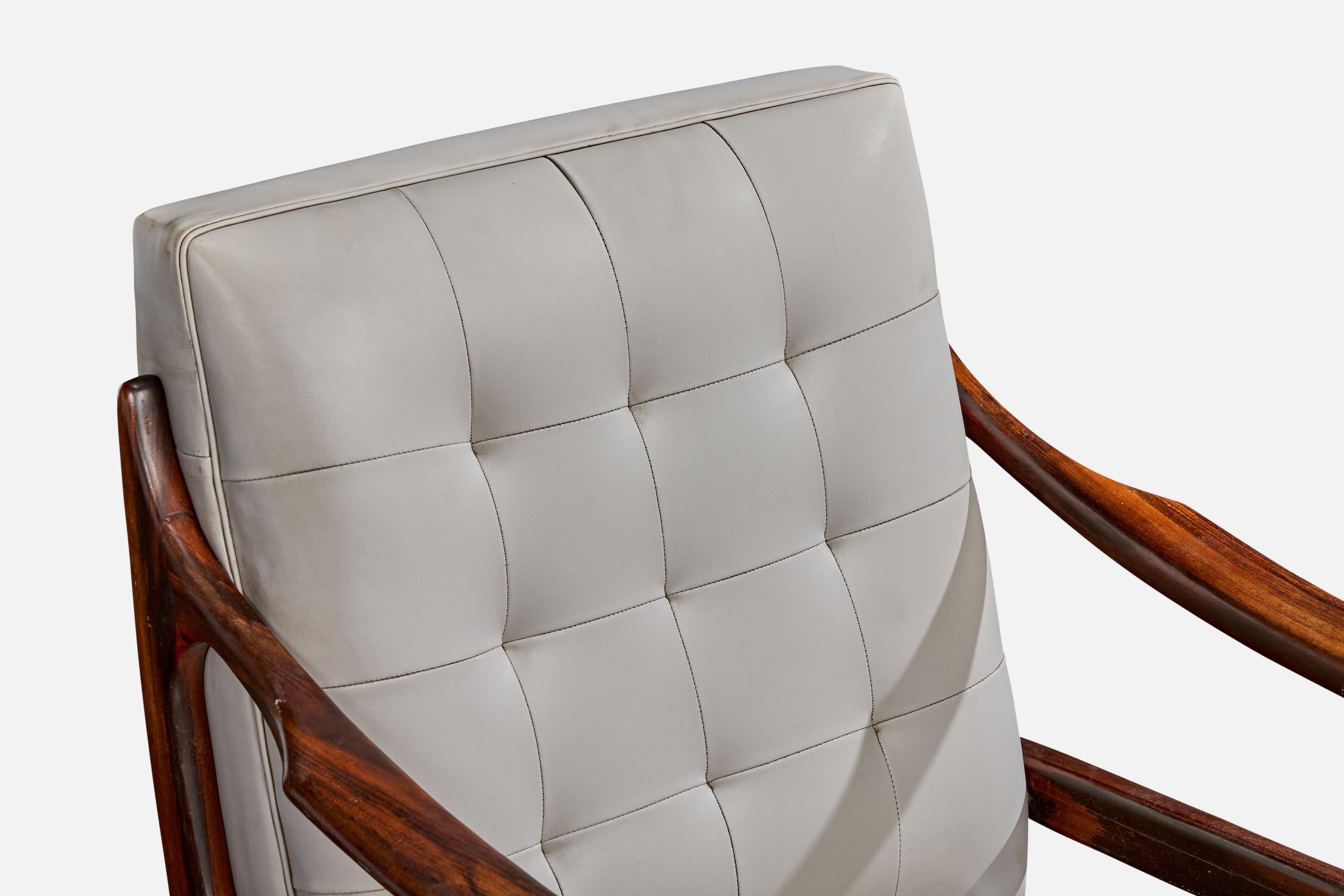 Designer brésilien, chaises longues, Wood, cuir, Brésil, années 1950 en vente 2