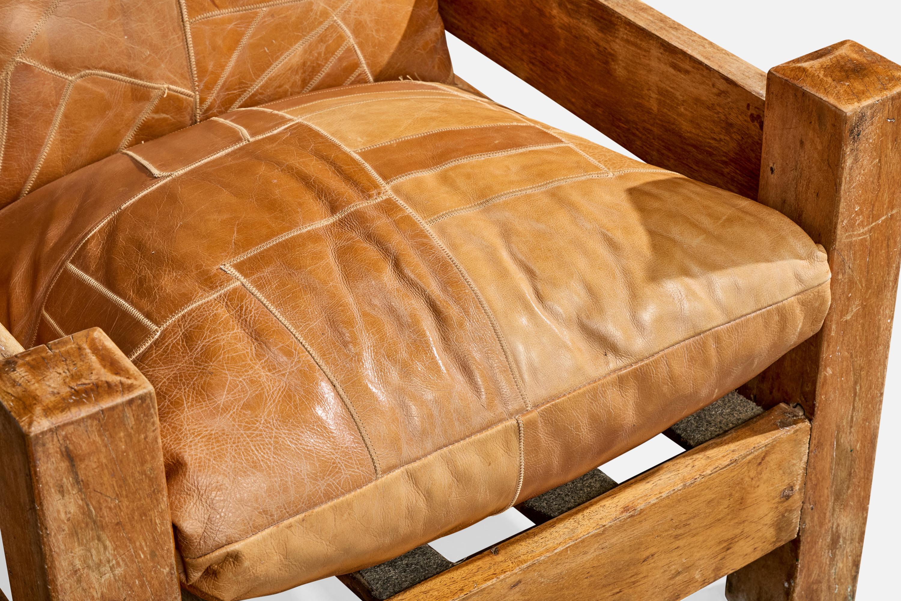 Brasilianischer Designer, Lounge-Sessel, Holz, Leder, Brasilien, 1970er Jahre im Angebot 6