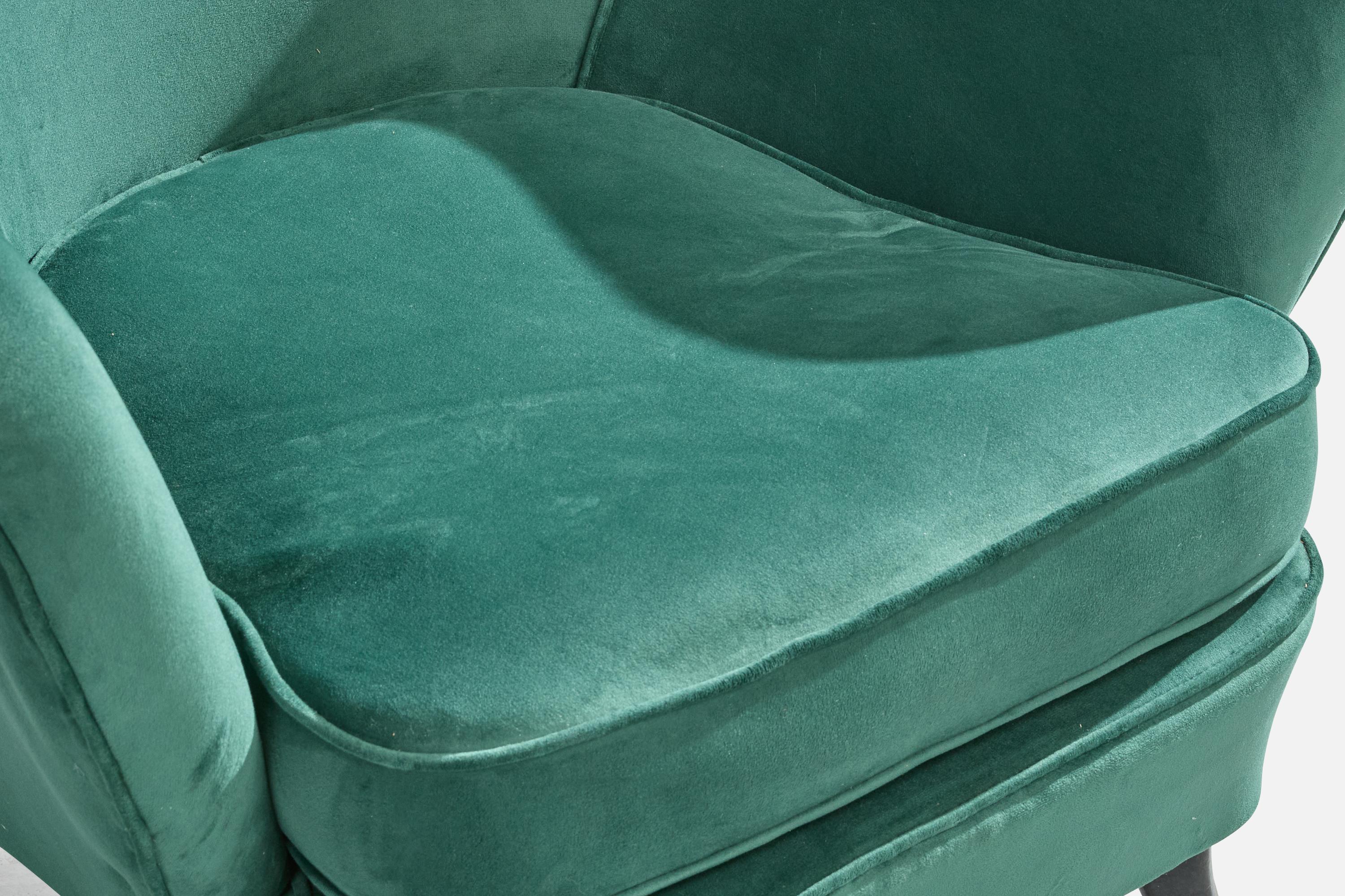 Brazilian Designer, Lounge Chairs, Wood, Velvet, Brazil, 1950s For Sale 6