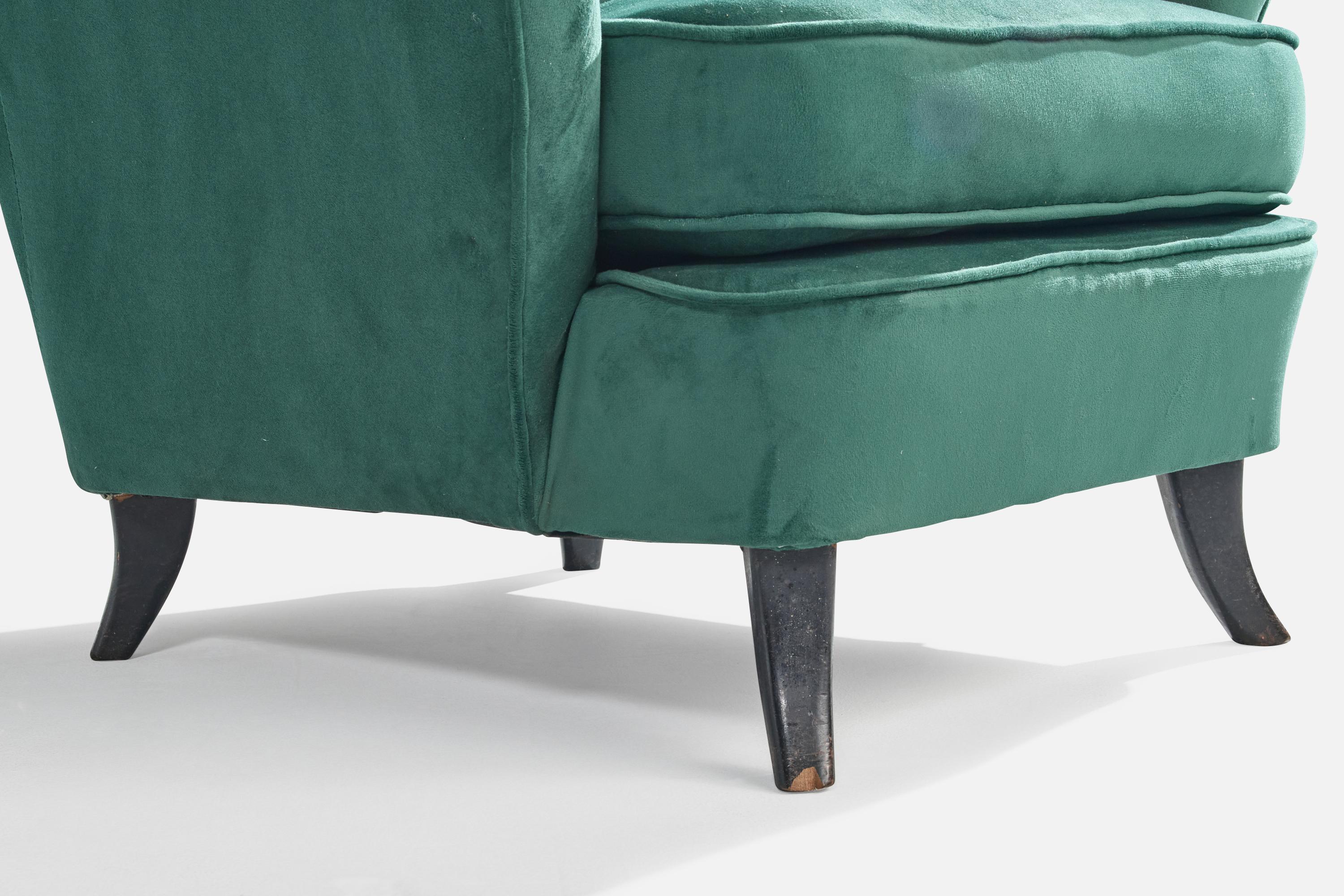 Brazilian Designer, Lounge Chairs, Wood, Velvet, Brazil, 1950s For Sale 7