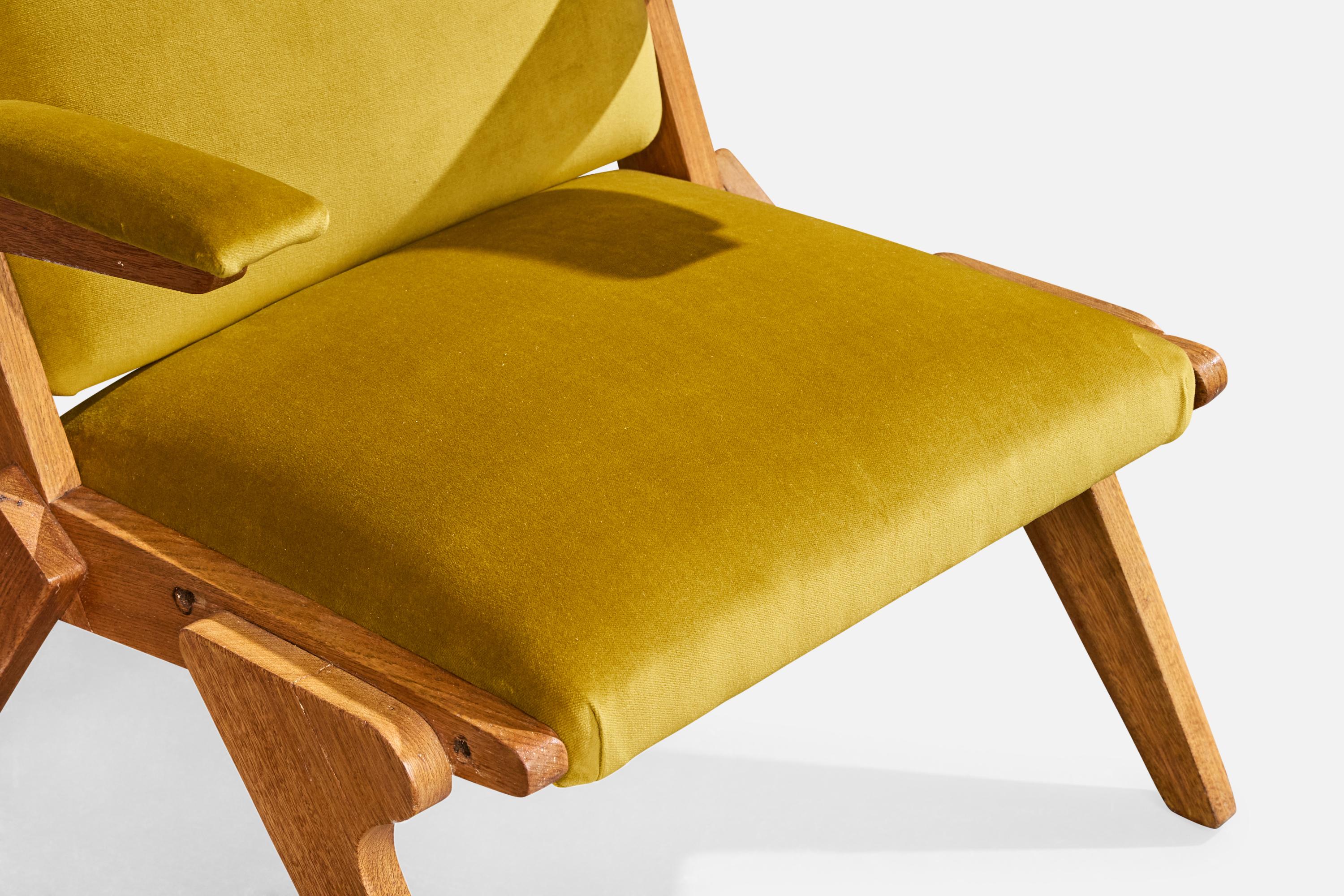 Designer brésilien, chaises longues, Wood, velours, Brésil, années 1950 en vente 5