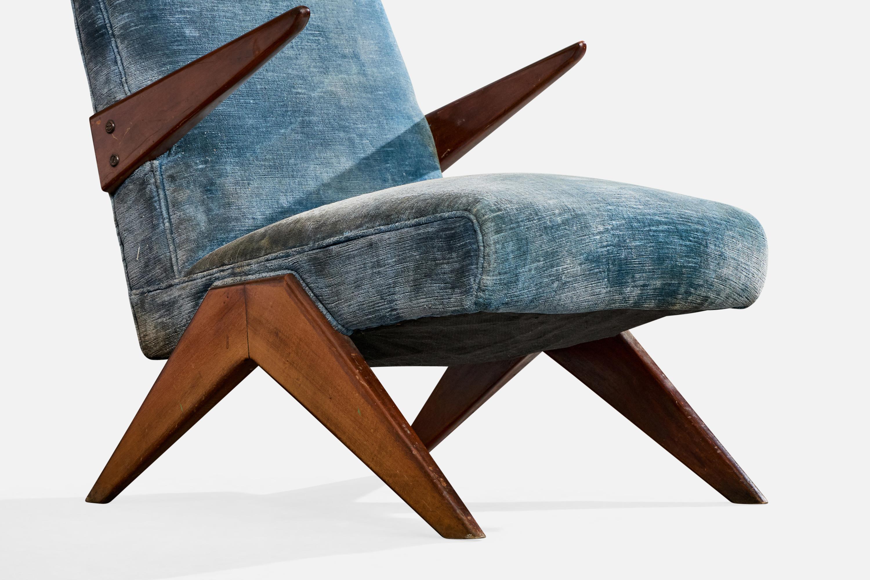 Diseñador brasileño, Sillas de salón, Madera, Terciopelo, Brasil, Años 50 en venta 6