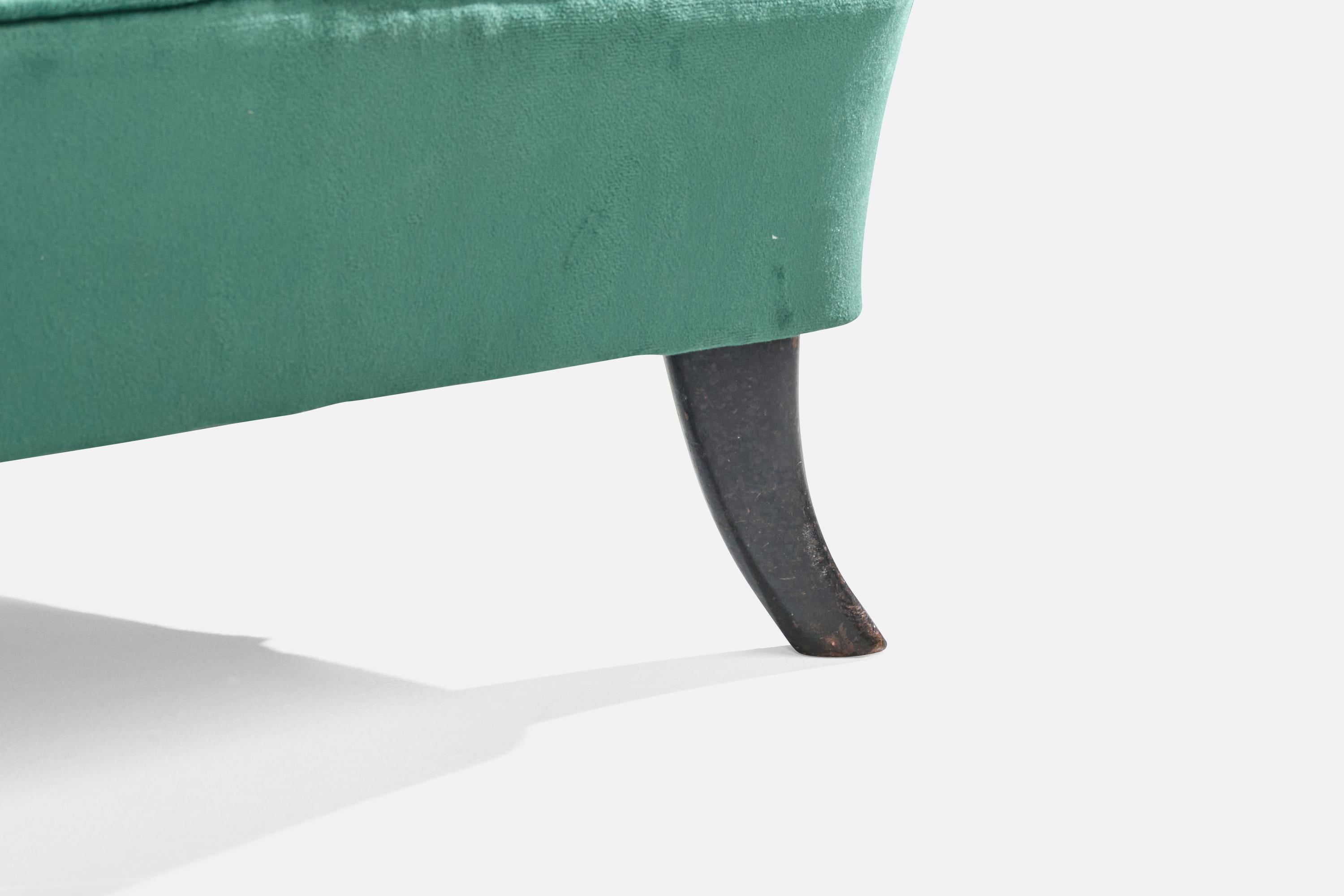 Brazilian Designer, Lounge Chairs, Wood, Velvet, Brazil, 1950s For Sale 8