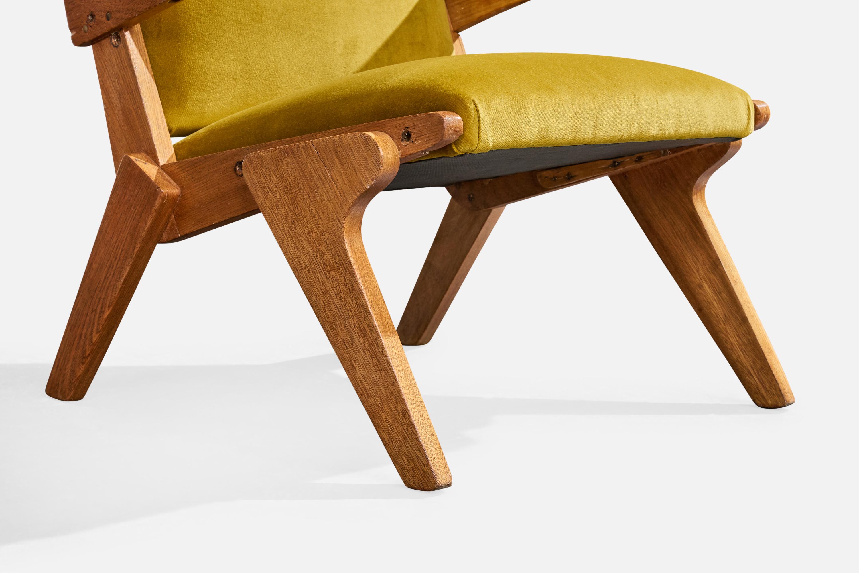 Designer brésilien, chaises longues, Wood, velours, Brésil, années 1950 en vente 6