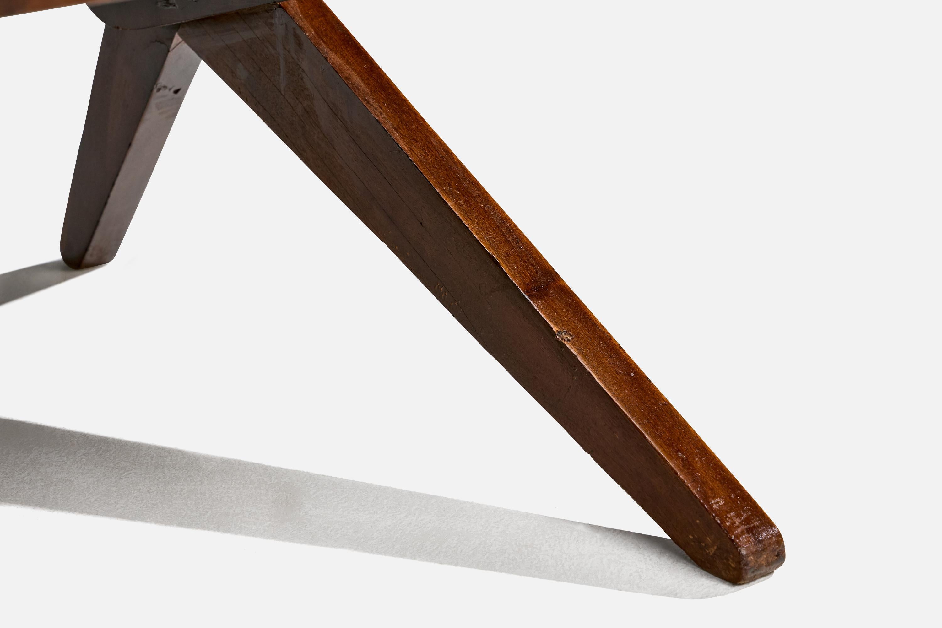 Brasilianische Designerin, Loungesessel, Holz, Samt, Brasilien, 1950er Jahre im Angebot 9
