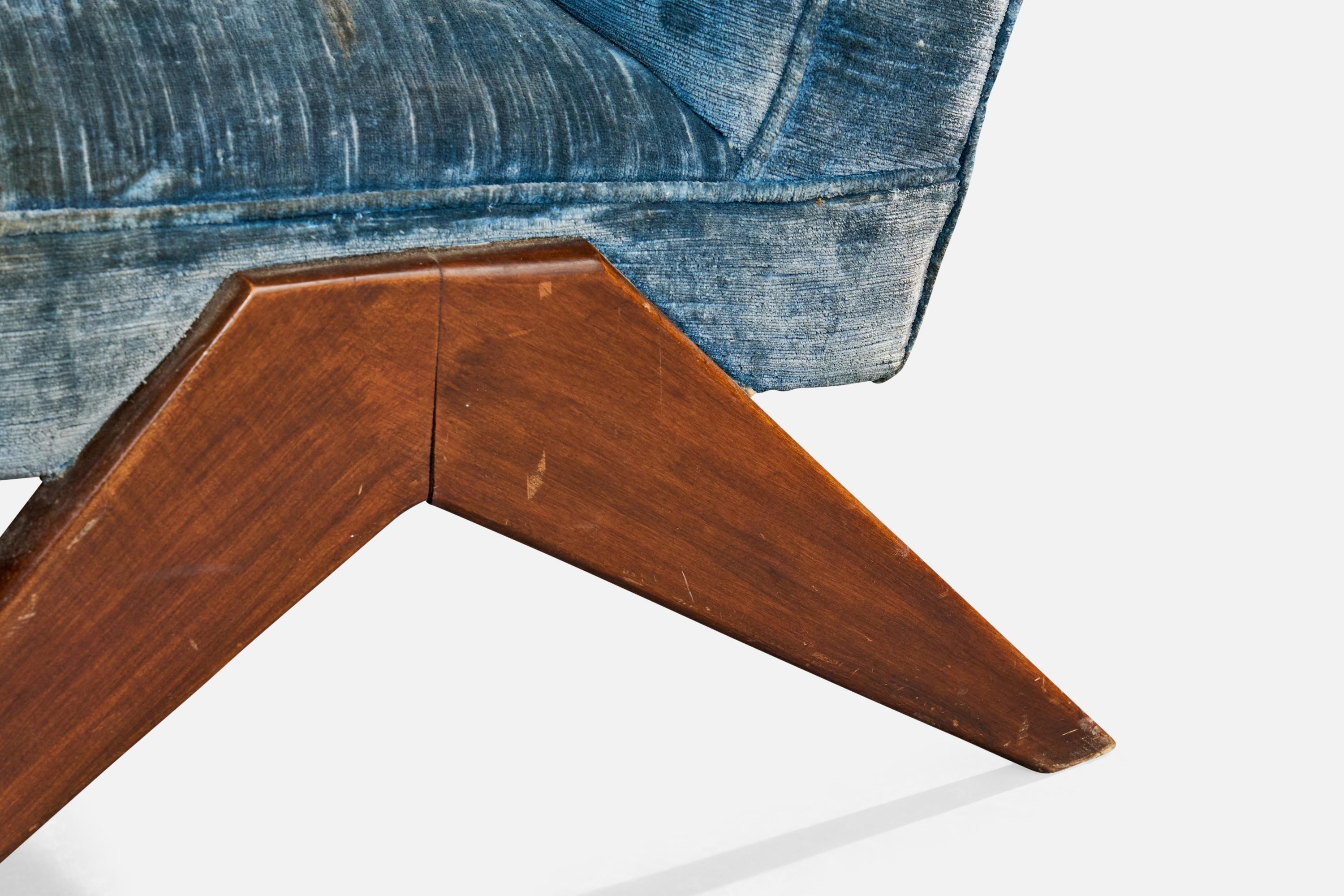 Diseñador brasileño, Sillas de salón, Madera, Terciopelo, Brasil, Años 50 en venta 8