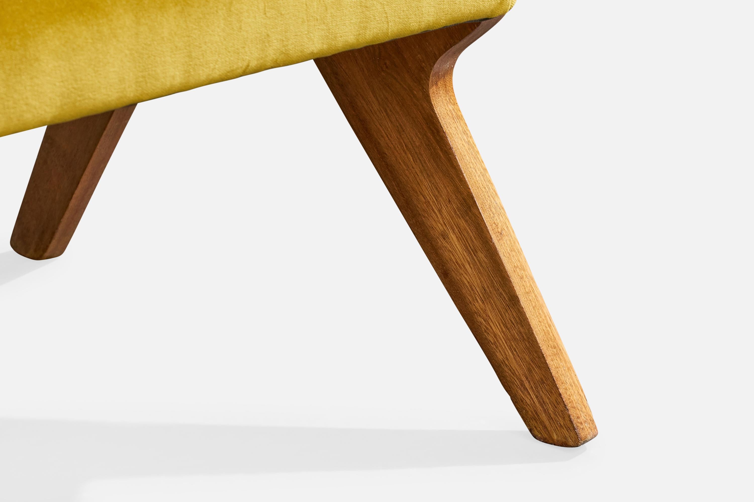 Designer brésilien, chaises longues, Wood, velours, Brésil, années 1950 en vente 9