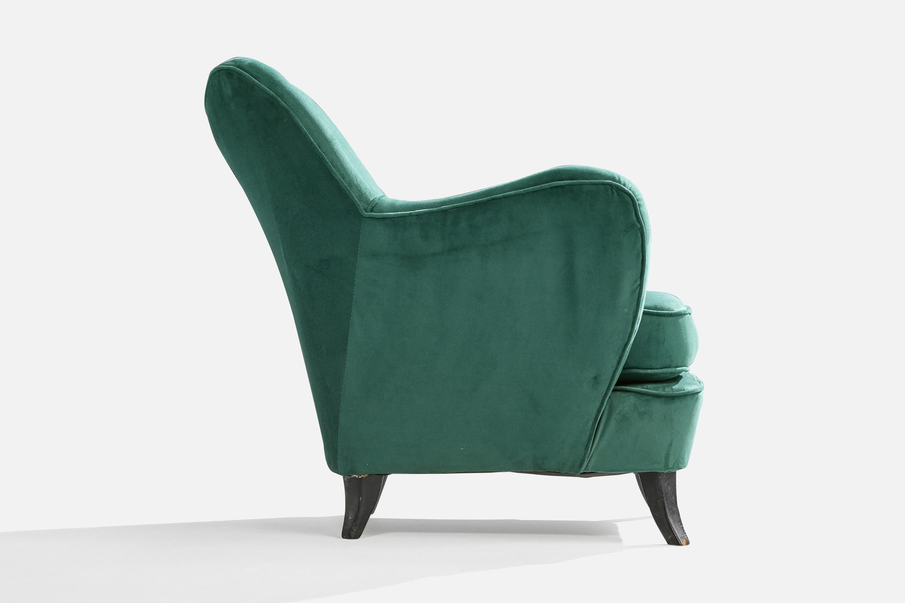 Brazilian Designer, Lounge Chairs, Wood, Velvet, Brazil, 1950s For Sale 2