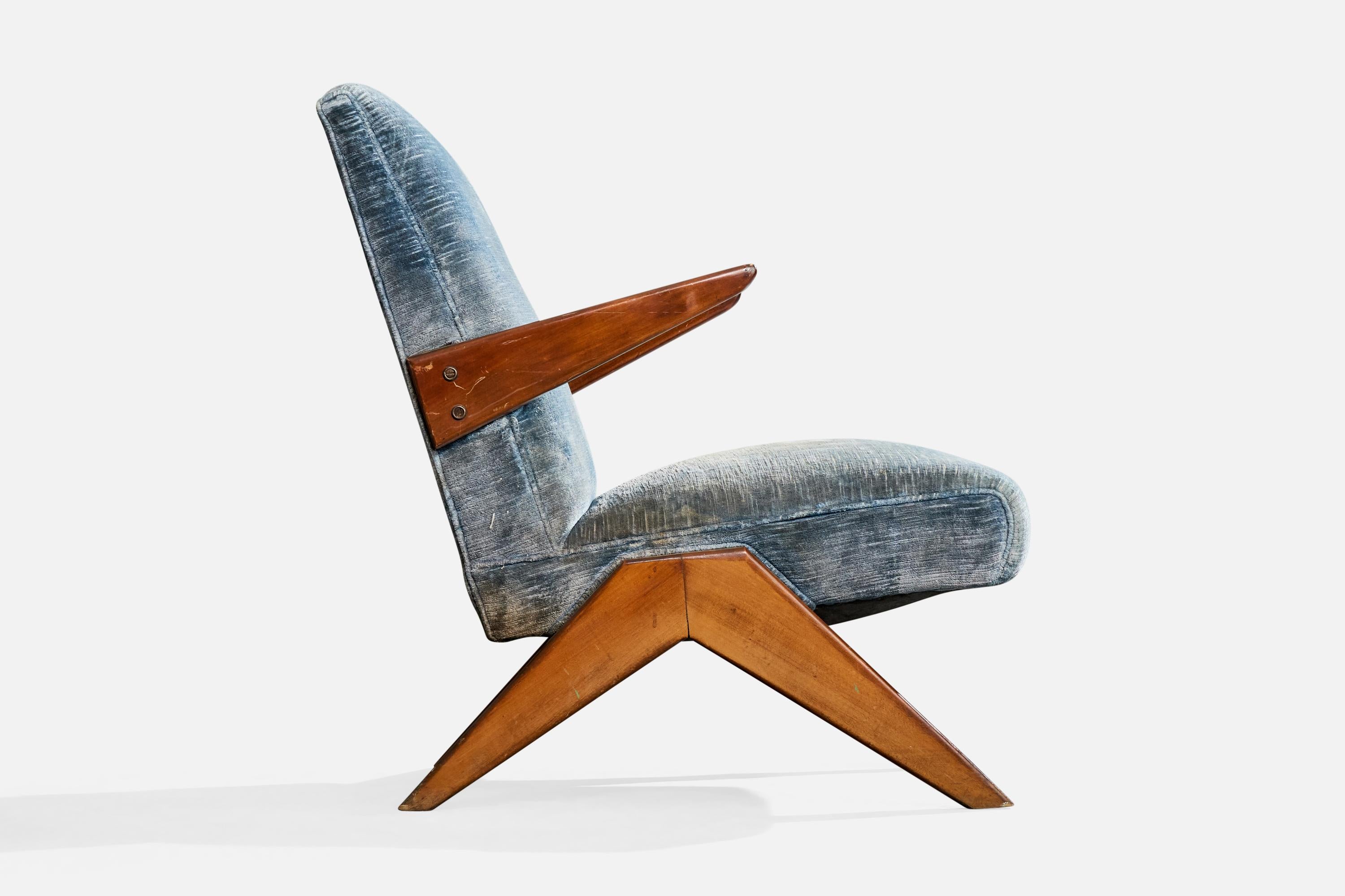 Diseñador brasileño, Sillas de salón, Madera, Terciopelo, Brasil, Años 50 en venta 1