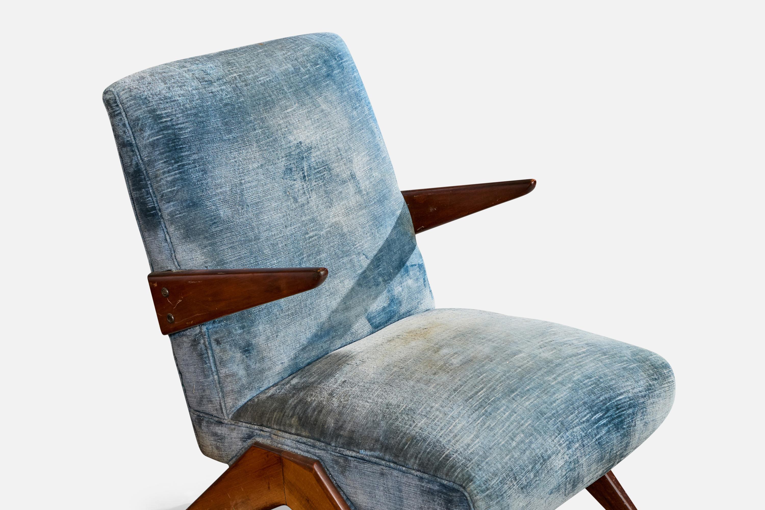 Diseñador brasileño, Sillas de salón, Madera, Terciopelo, Brasil, Años 50 en venta 2