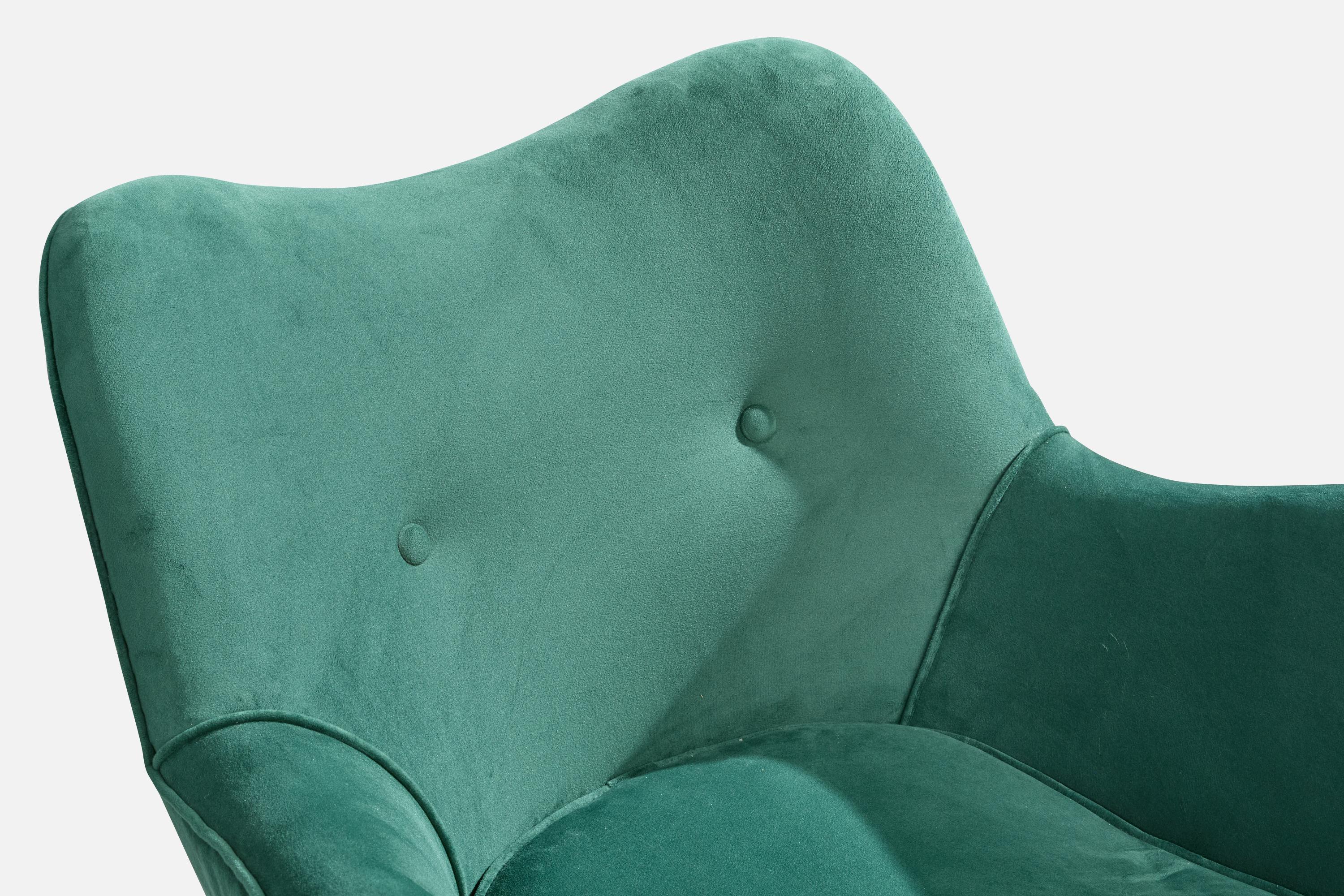 Brazilian Designer, Lounge Chairs, Wood, Velvet, Brazil, 1950s For Sale 4