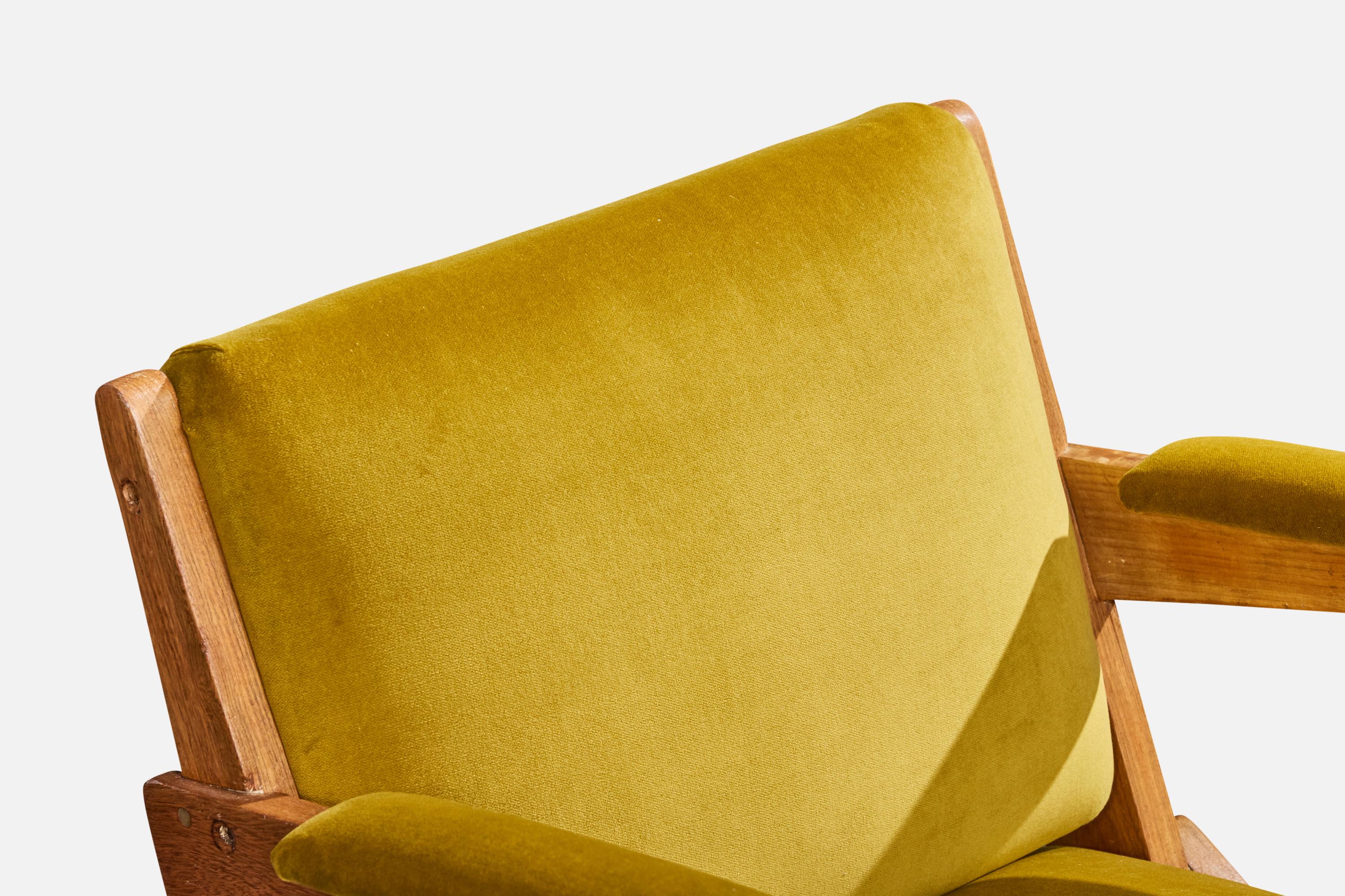 Designer brésilien, chaises longues, Wood, velours, Brésil, années 1950 en vente 2