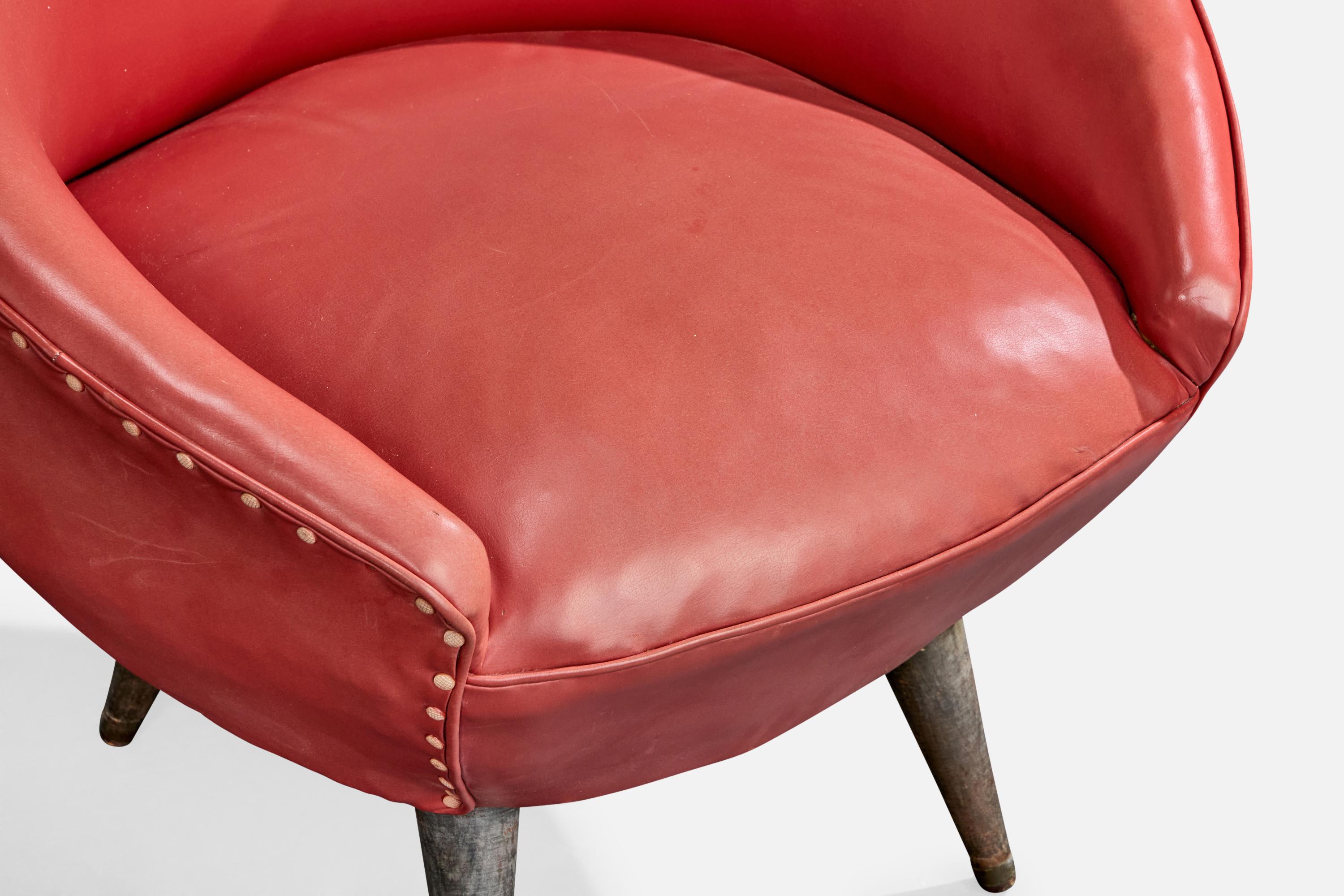 Designer brésilien, chaises longues, Wood, Vinyl, Brésil, années 1950 en vente 4