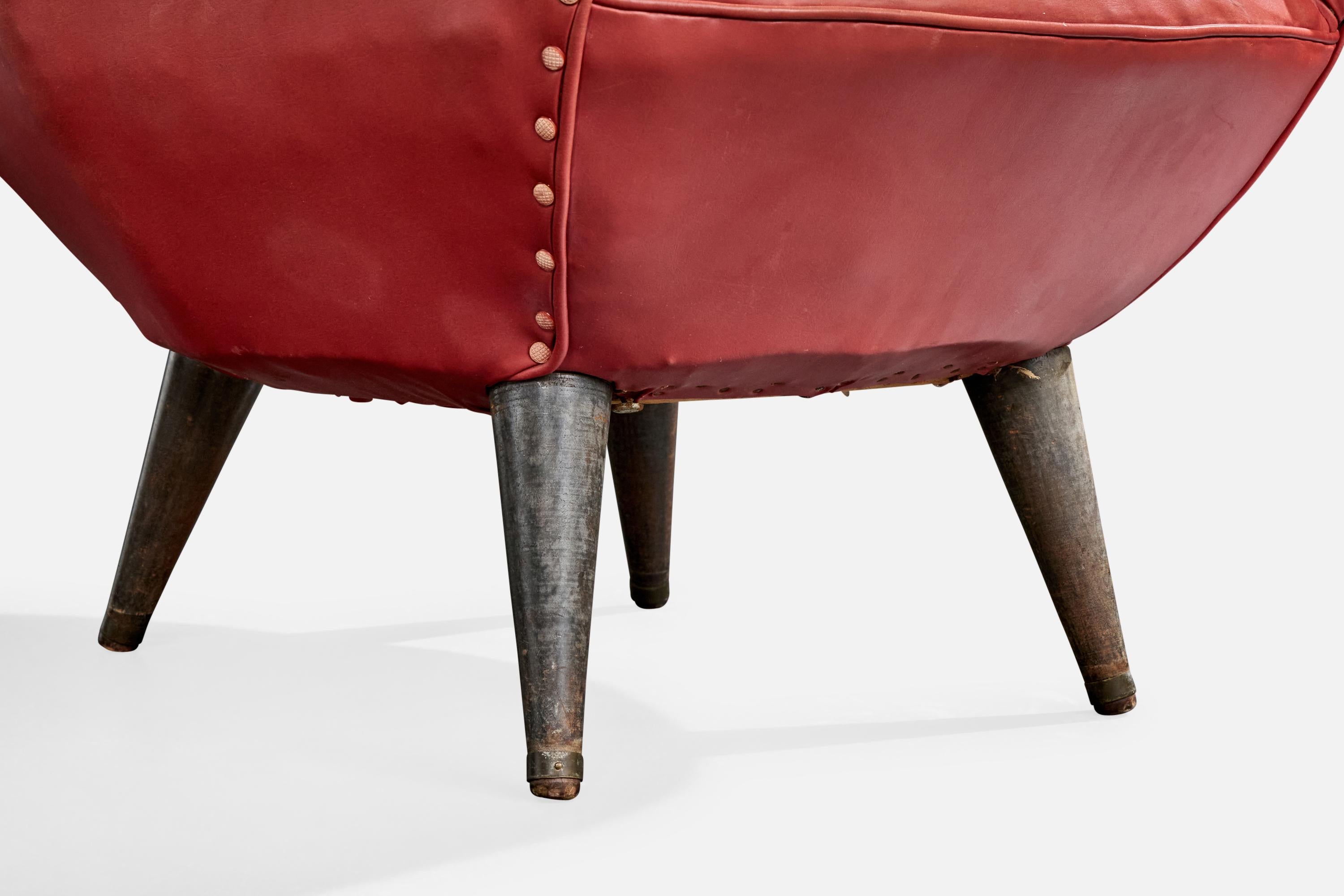 Designer brésilien, chaises longues, Wood, Vinyl, Brésil, années 1950 en vente 6