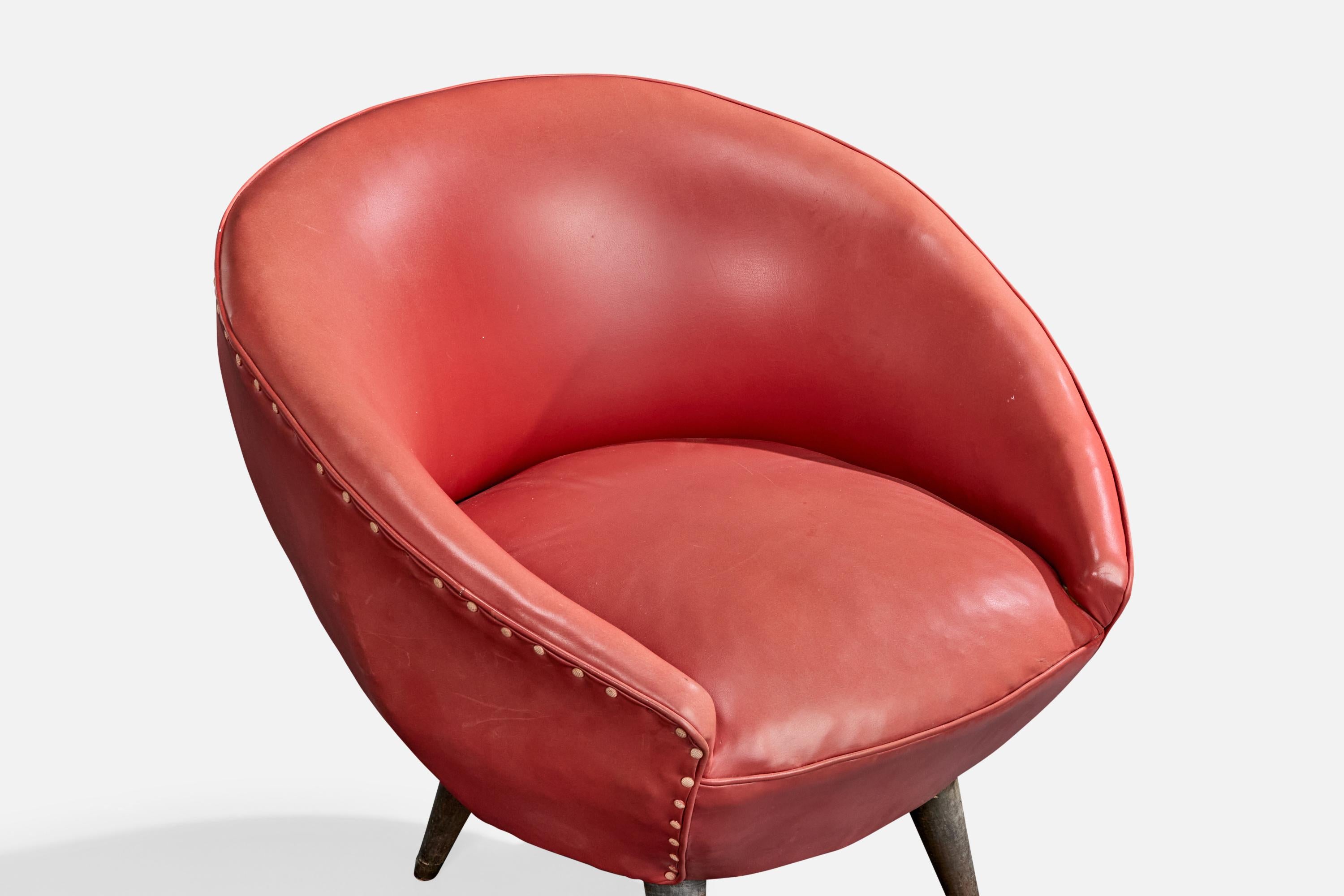 Designer brésilien, chaises longues, Wood, Vinyl, Brésil, années 1950 en vente 1