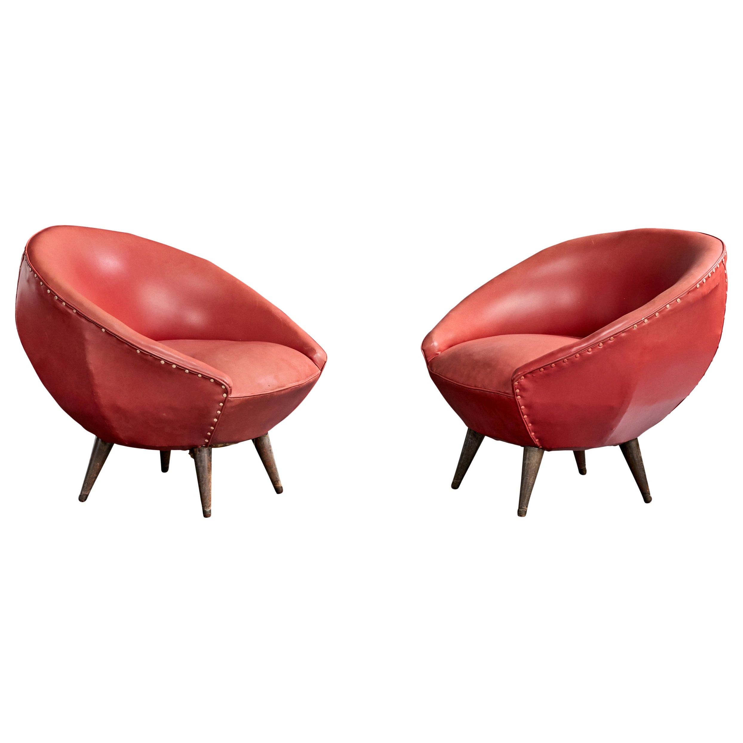 Diseñador brasileño, Sillas de salón, Madera, Vinilo, Brasil, Años 50