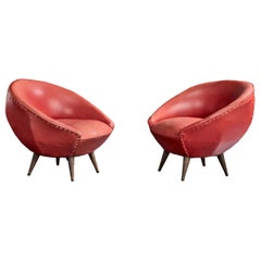 Diseñador brasileño, Sillas de salón, Madera, Vinilo, Brasil, Años 50