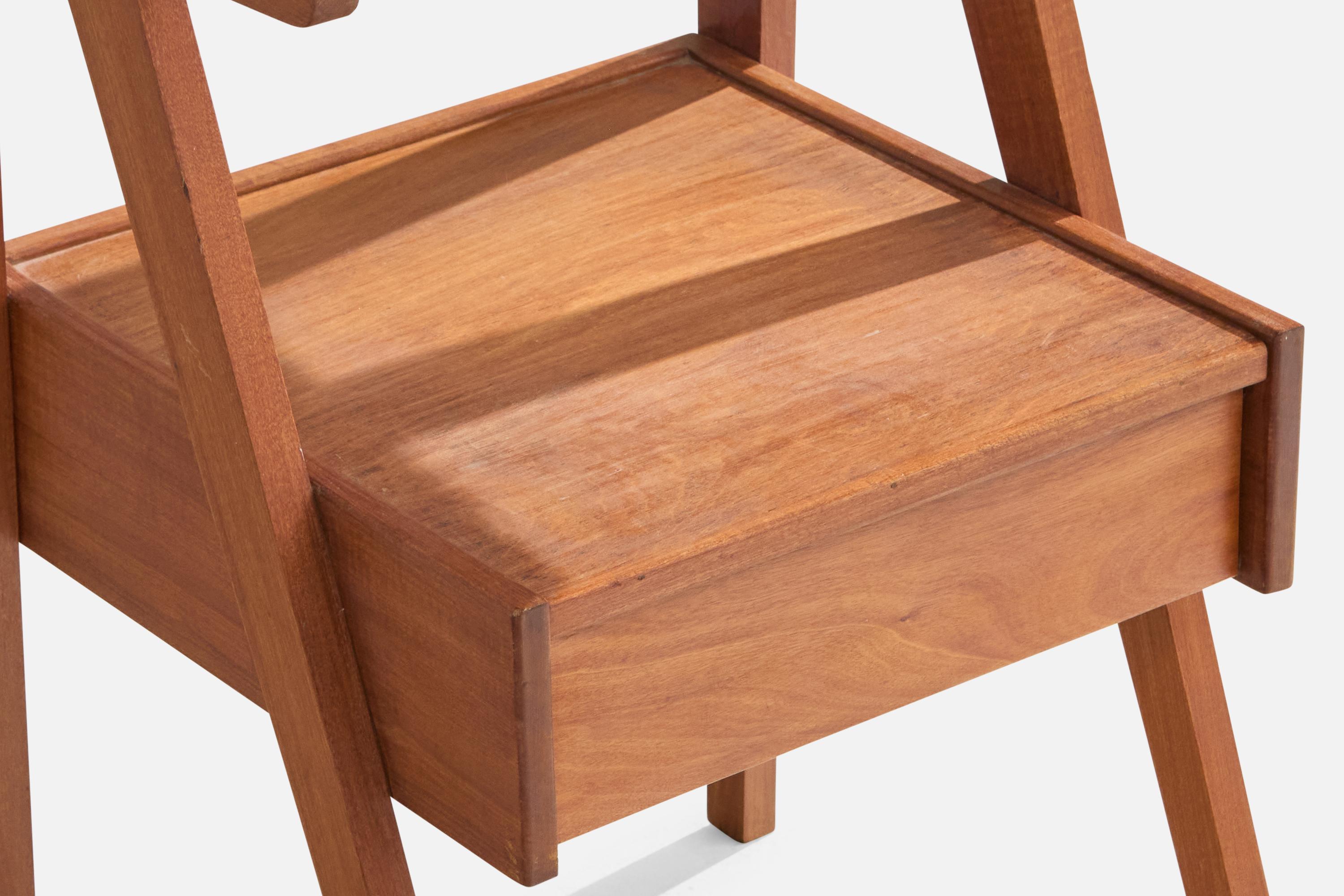 Brazilian Designer, Nightstands, Wood, Glass, Brazil, 1950s For Sale 3