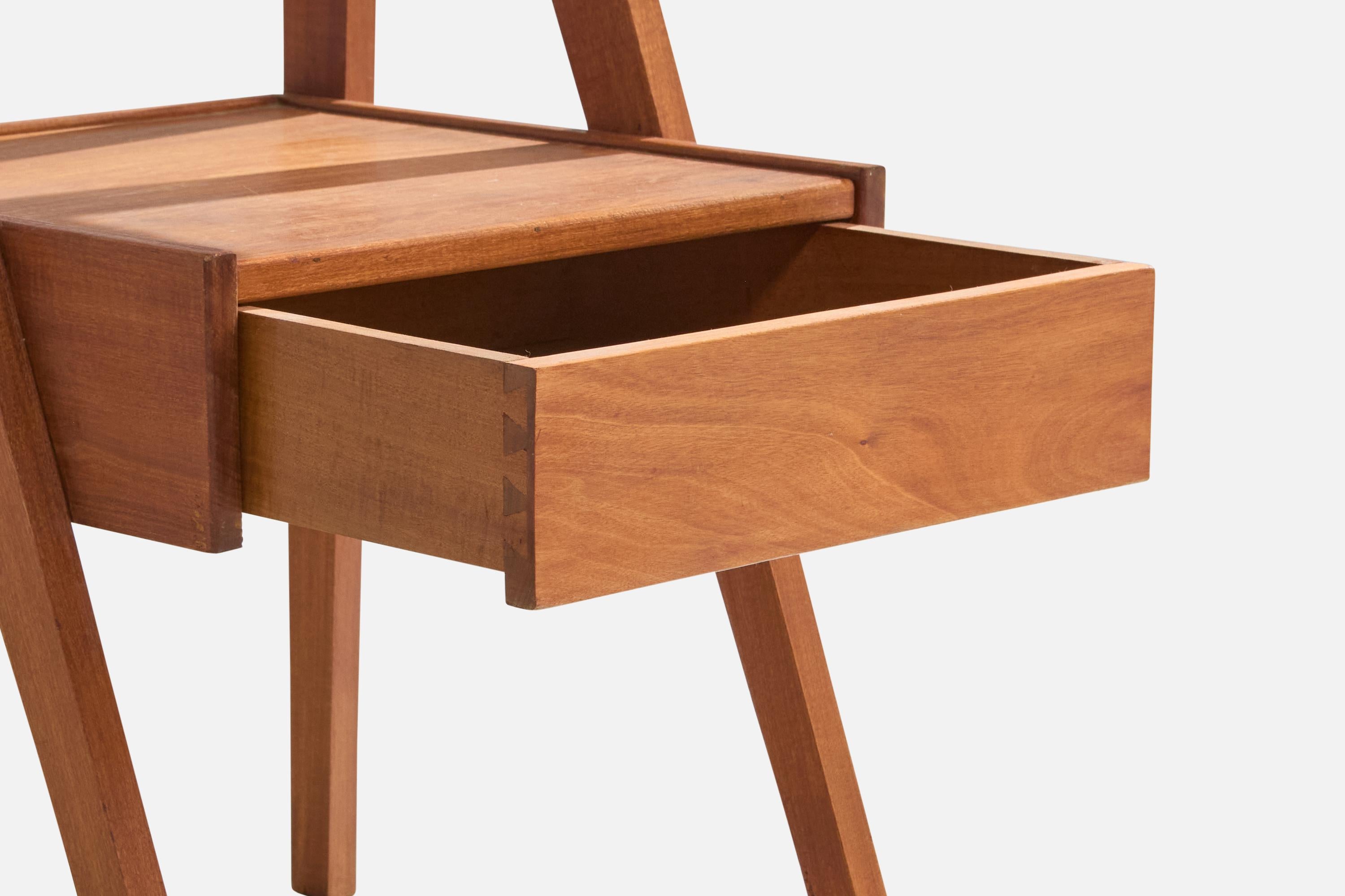 Brazilian Designer, Nightstands, Wood, Glass, Brazil, 1950s For Sale 4