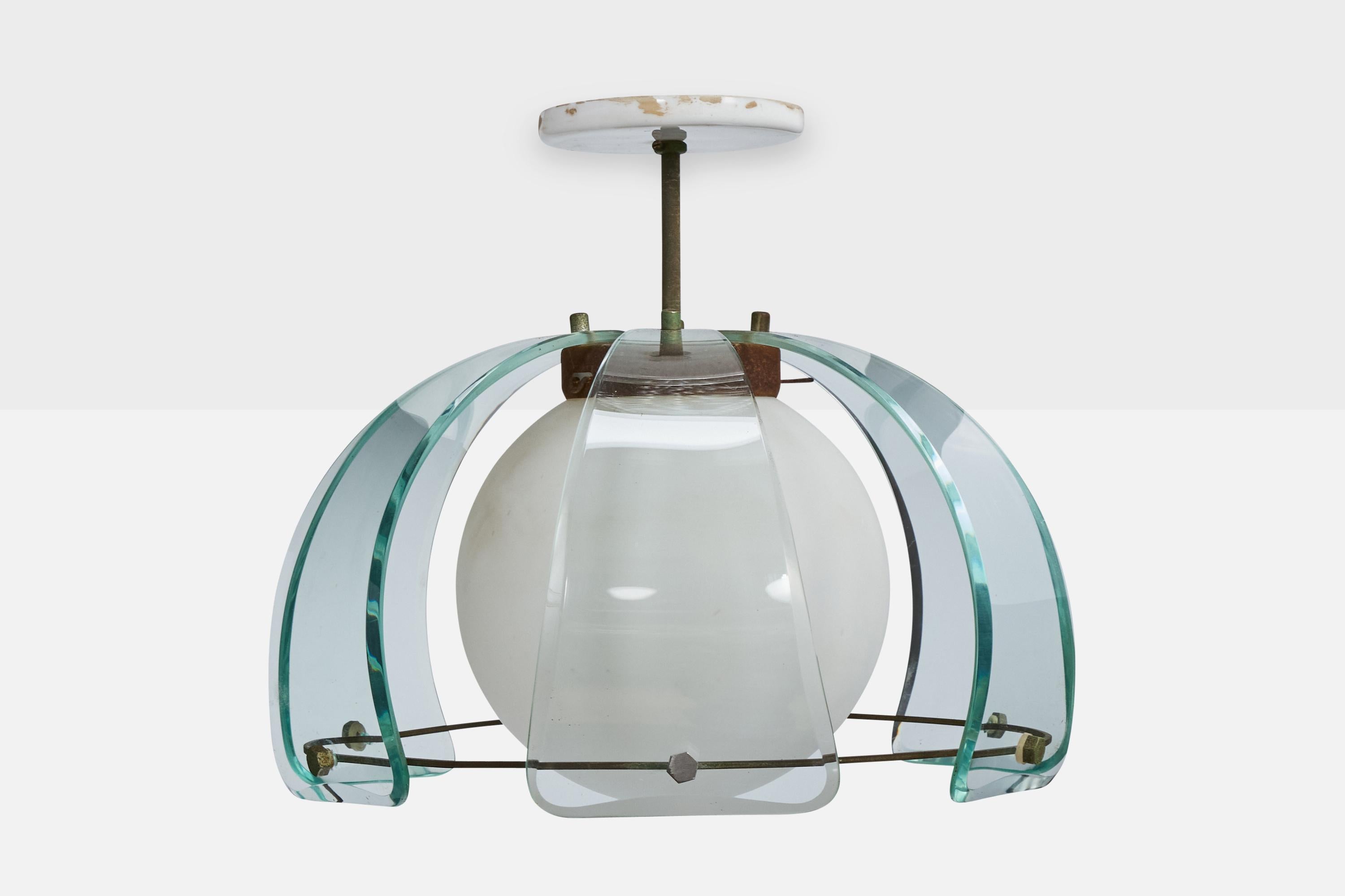 Mid-Century Modern Designer brésilien, Design-Light, verre, métal, Brésil, années 1950 en vente