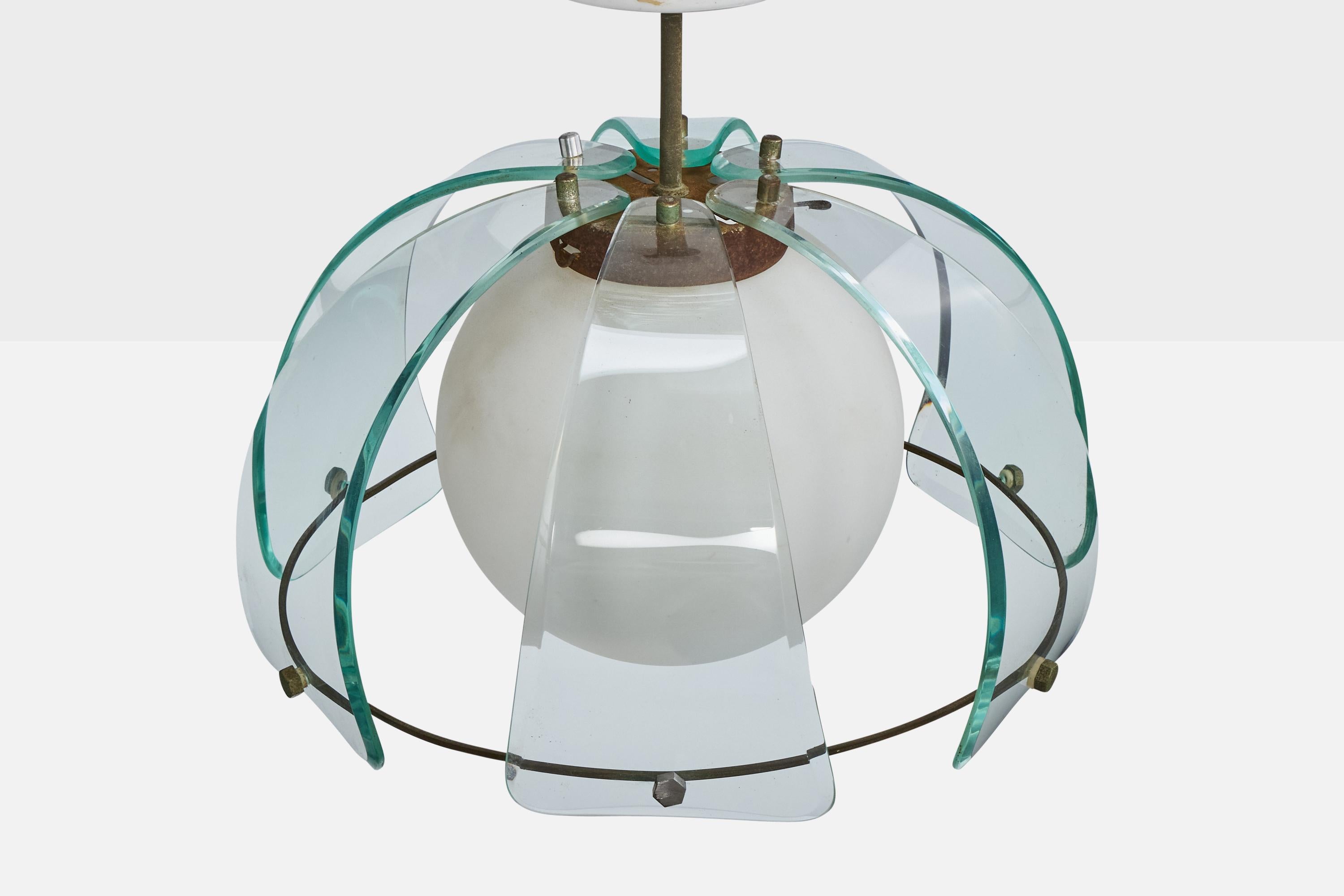 Brésilien Designer brésilien, Design-Light, verre, métal, Brésil, années 1950 en vente