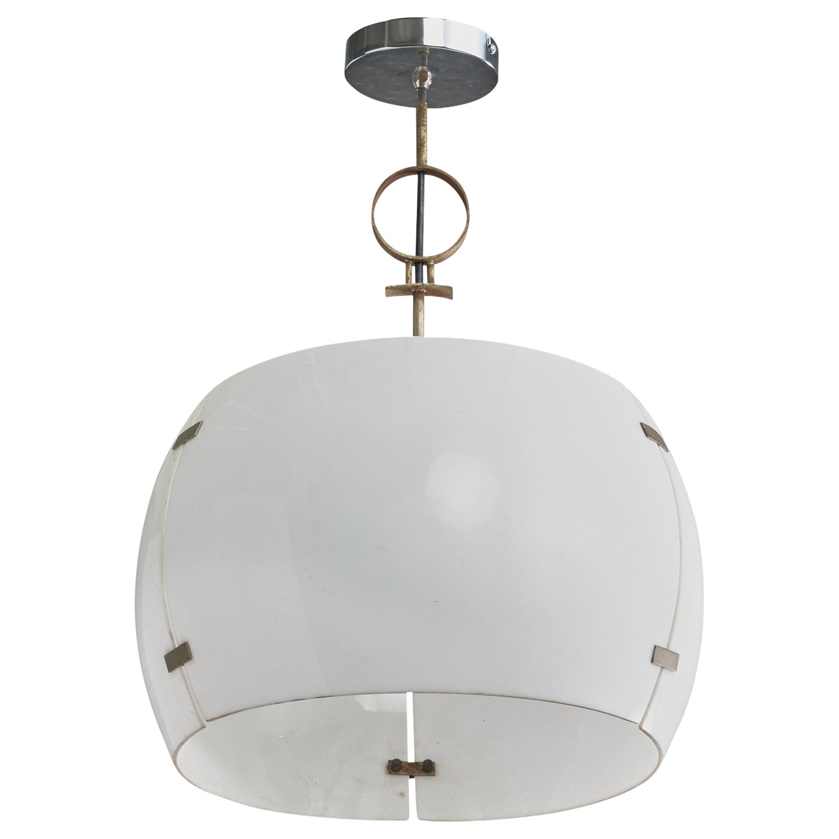 Brazilian Designer, Pendant Light, Metal, Acrylic, Brazil, 1960s