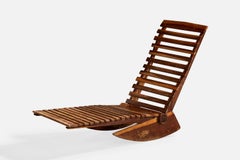 Brazilian Designer, Rocking Chaise Longue, Wood, Brazil, 1970s
