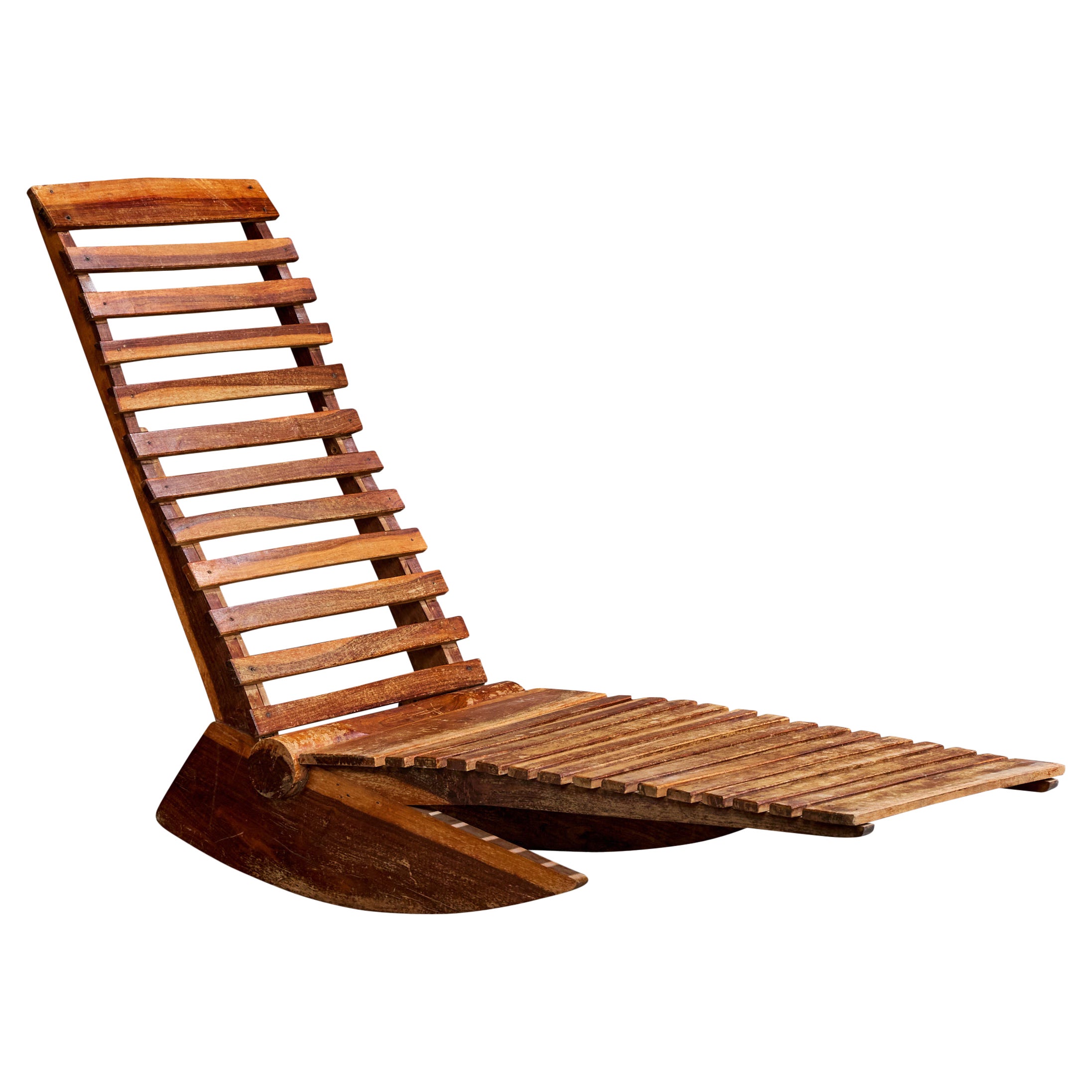 Designer brasiliano, Chaise Longue a dondolo, Wood, Brasile, anni '70