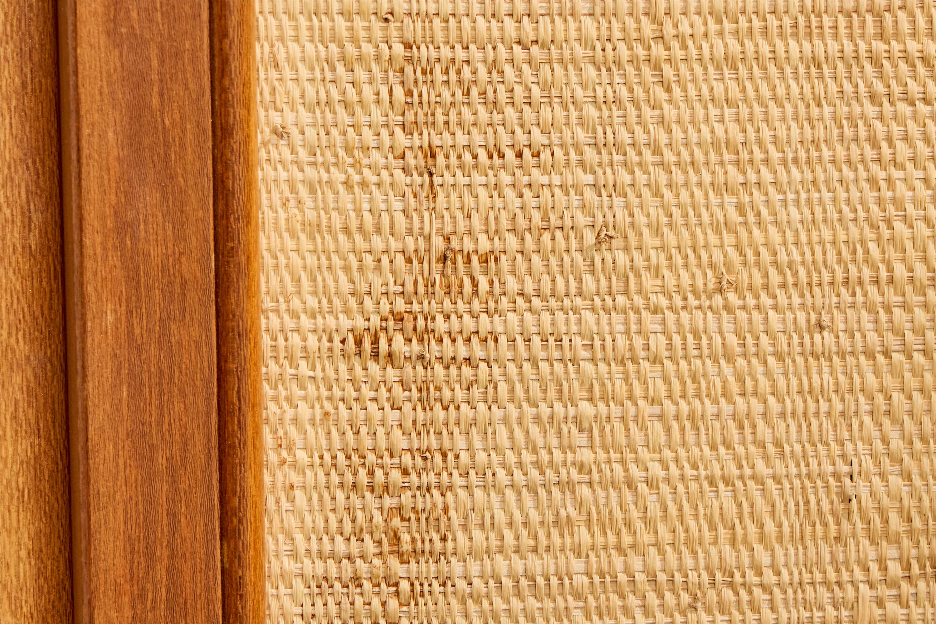 Designer brésilien, séparation de pièce, Wood, canne, laiton, Brésil, années 1960 en vente 3