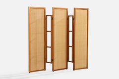 Brazilian Designer, Room Divider, Wood, Cane, Brass, Brazil, 1960s