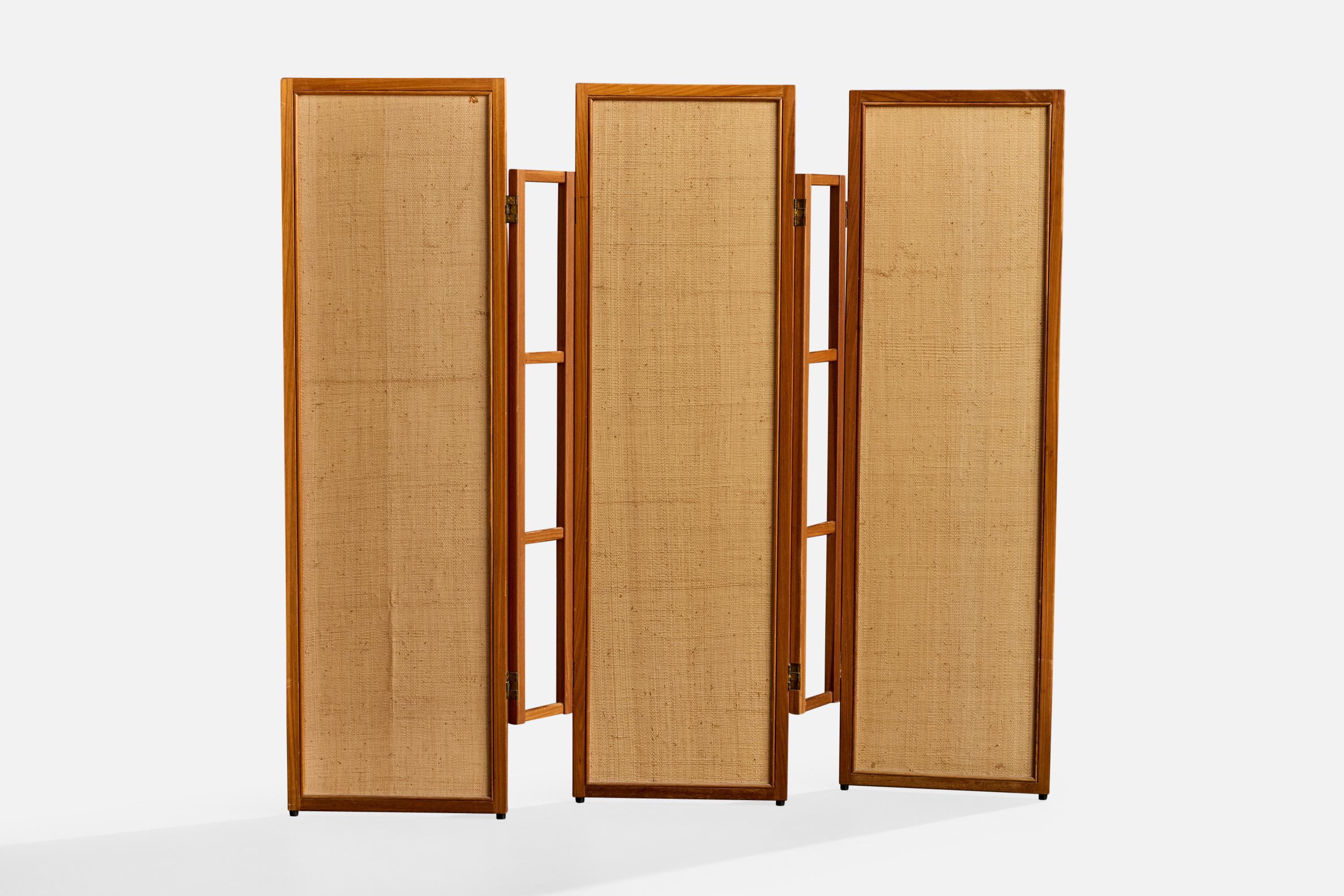 Mid-Century Modern Designer brésilien, séparation de pièce, Wood, canne, laiton, Brésil, années 1960 en vente