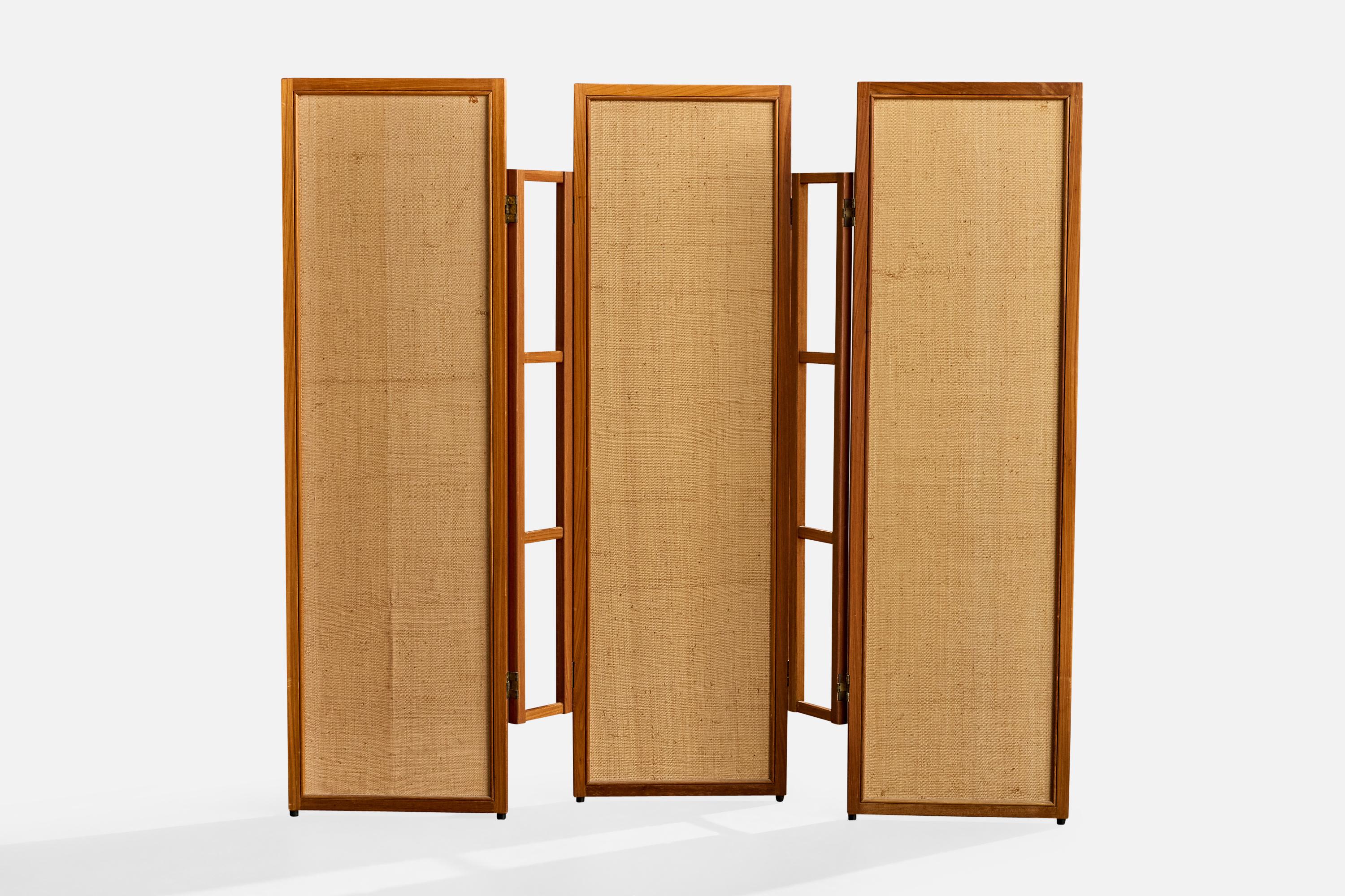 Brésilien Designer brésilien, séparation de pièce, Wood, canne, laiton, Brésil, années 1960 en vente