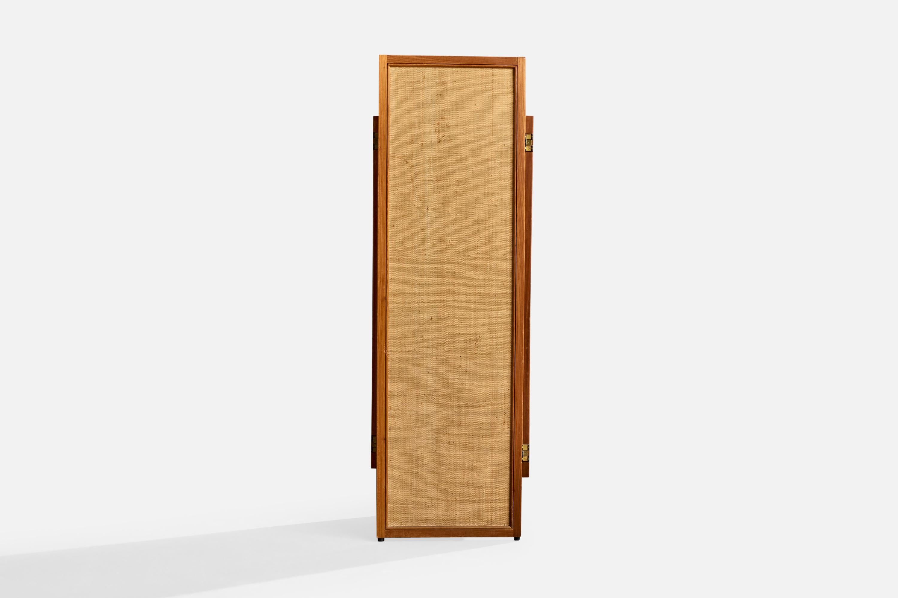 Milieu du XXe siècle Designer brésilien, séparation de pièce, Wood, canne, laiton, Brésil, années 1960 en vente