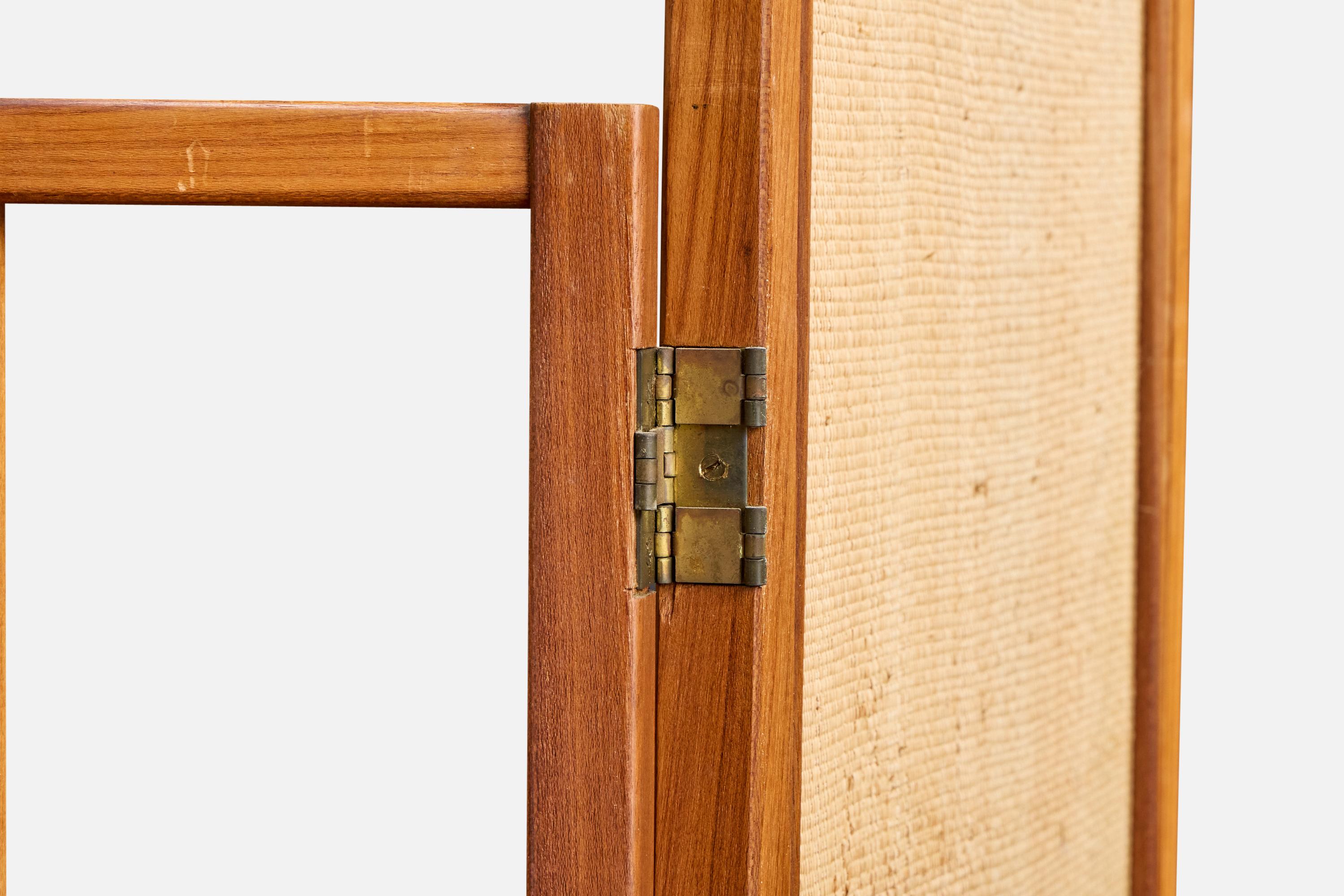 Designer brésilien, séparation de pièce, Wood, canne, laiton, Brésil, années 1960 en vente 1