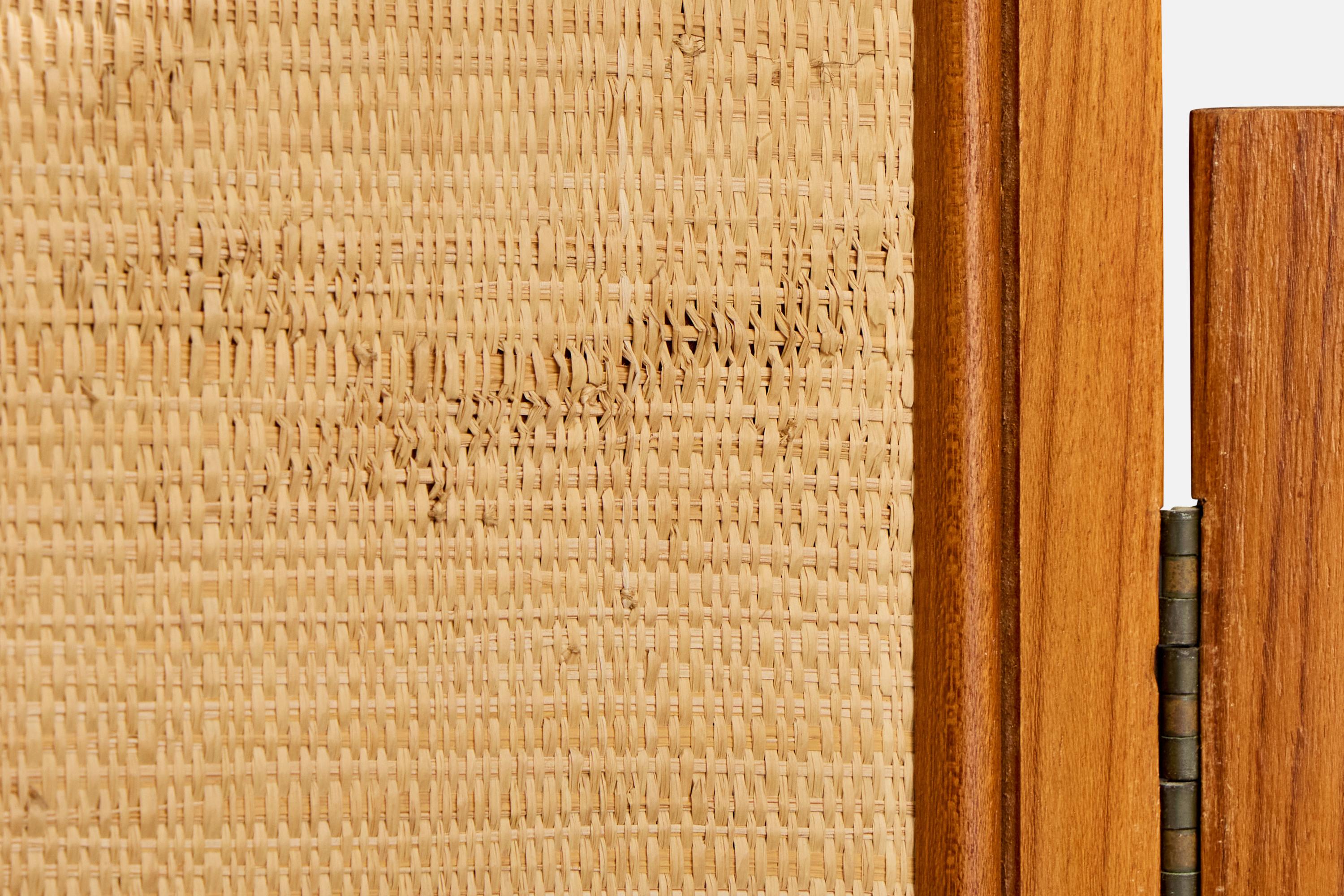 Designer brésilien, séparation de pièce, Wood, canne, laiton, Brésil, années 1960 en vente 2