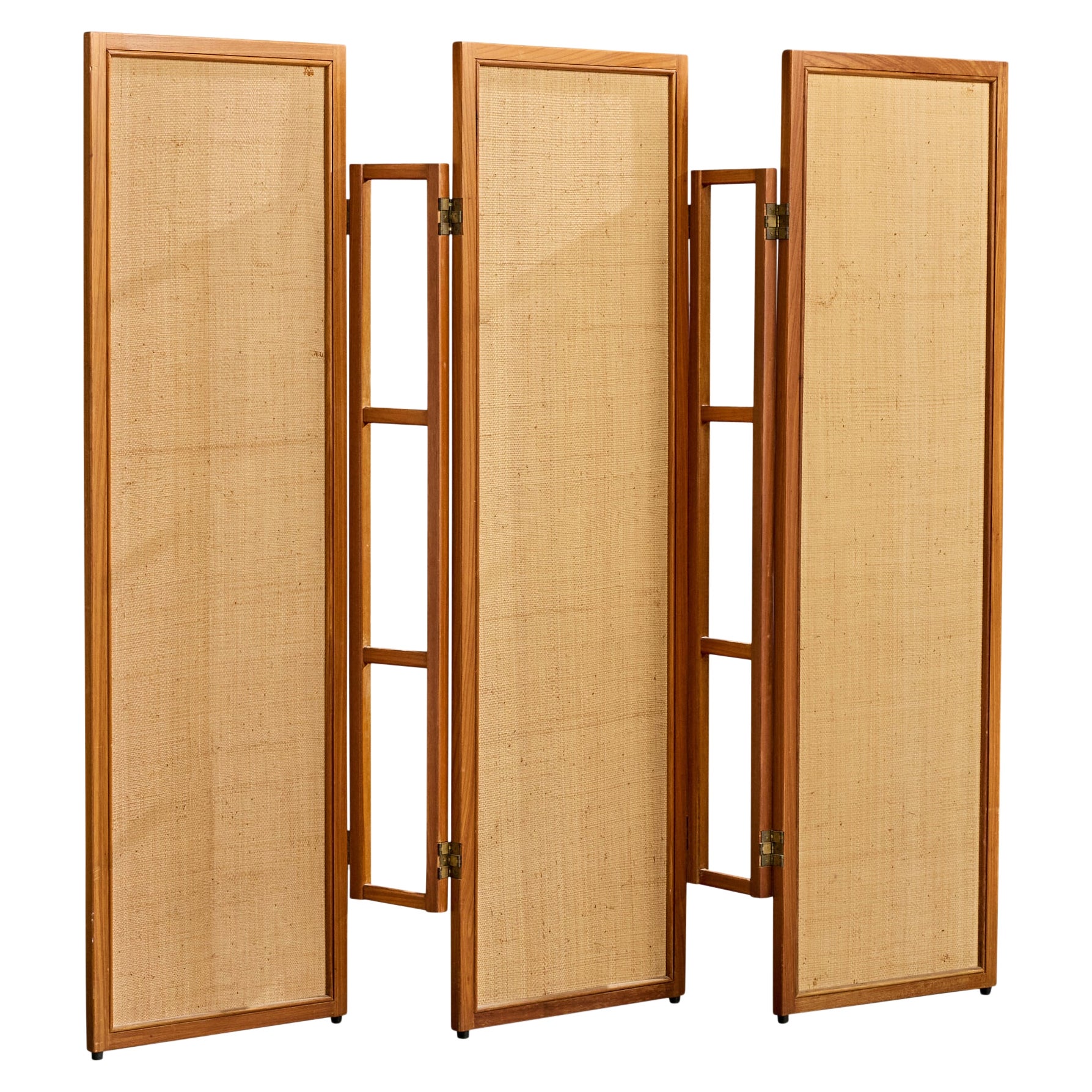 Designer brasiliano, divisorio per ambienti, Wood, canna, ottone, Brasile, anni '60