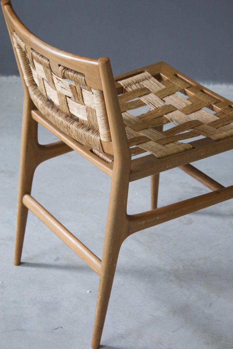 Brazilian Designer, Side Chair, Wood, Seagrass, Brazil, 1950s In Good Condition For Sale In West Palm Beach, FL