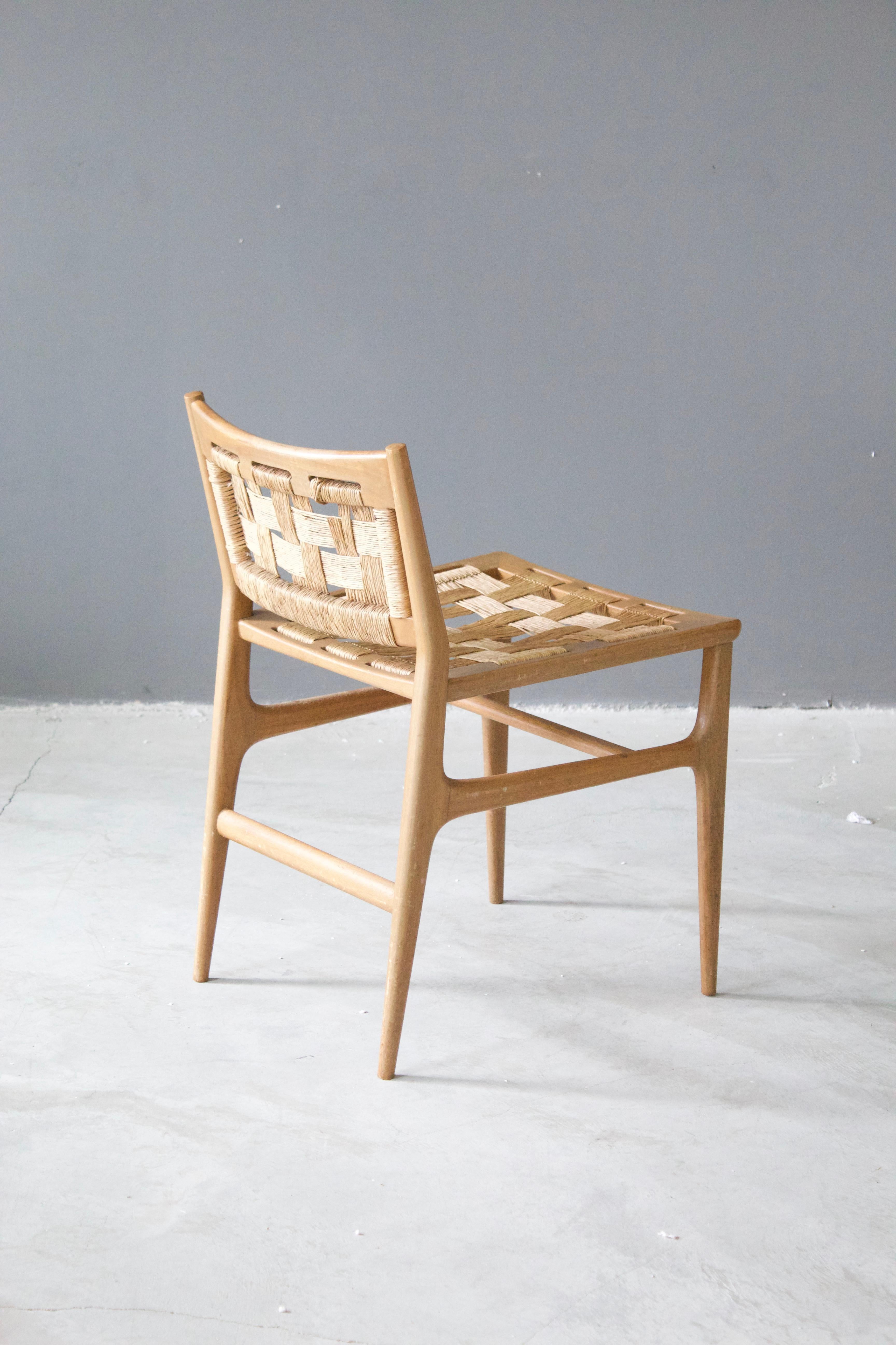 Brazilian Designer, Side Chair, Wood, Seagrass, Brazil, 1950s 3
