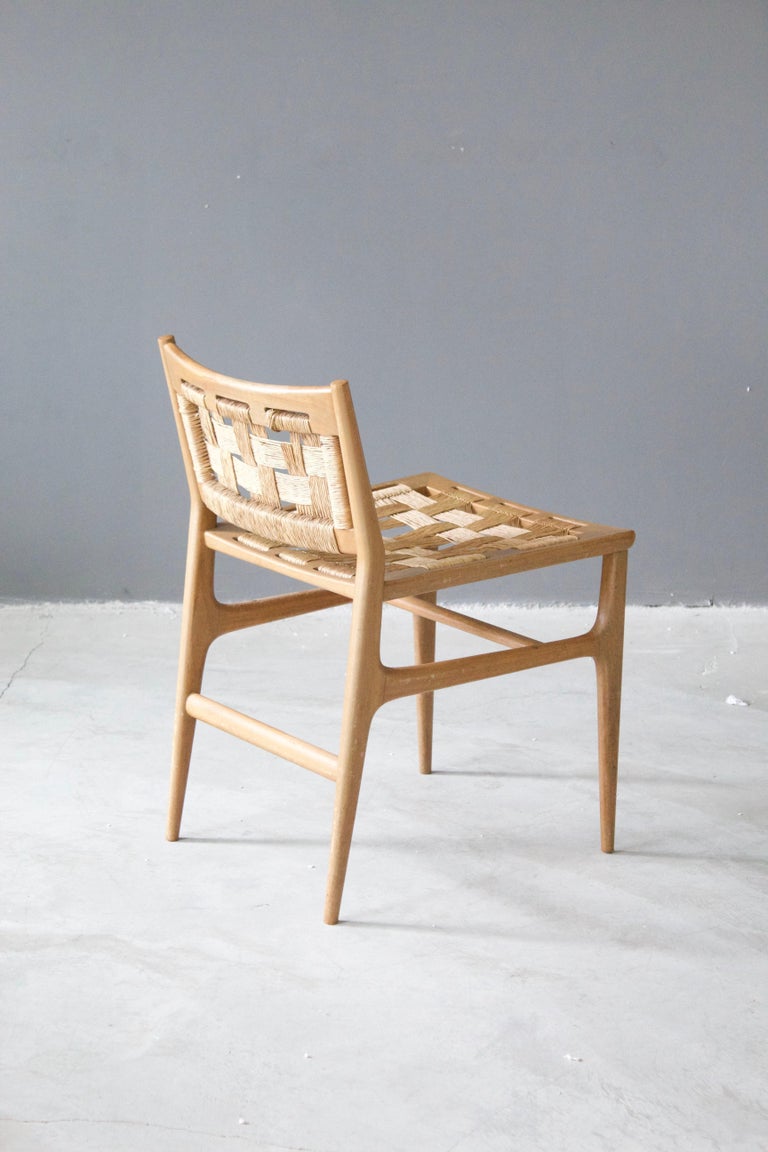 Brazilian Designer, Side Chair, Wood, Seagrass, Brazil, 1950s For Sale 3