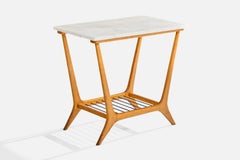 Brazilian Designer, Side Table, Marble, Pau Marfim, Metal, Brazil, 1950s