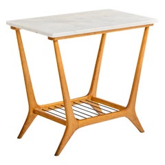 Brazilian Designer, Side Table, Marble, Pau Marfim, Metal, Brazil, 1950s