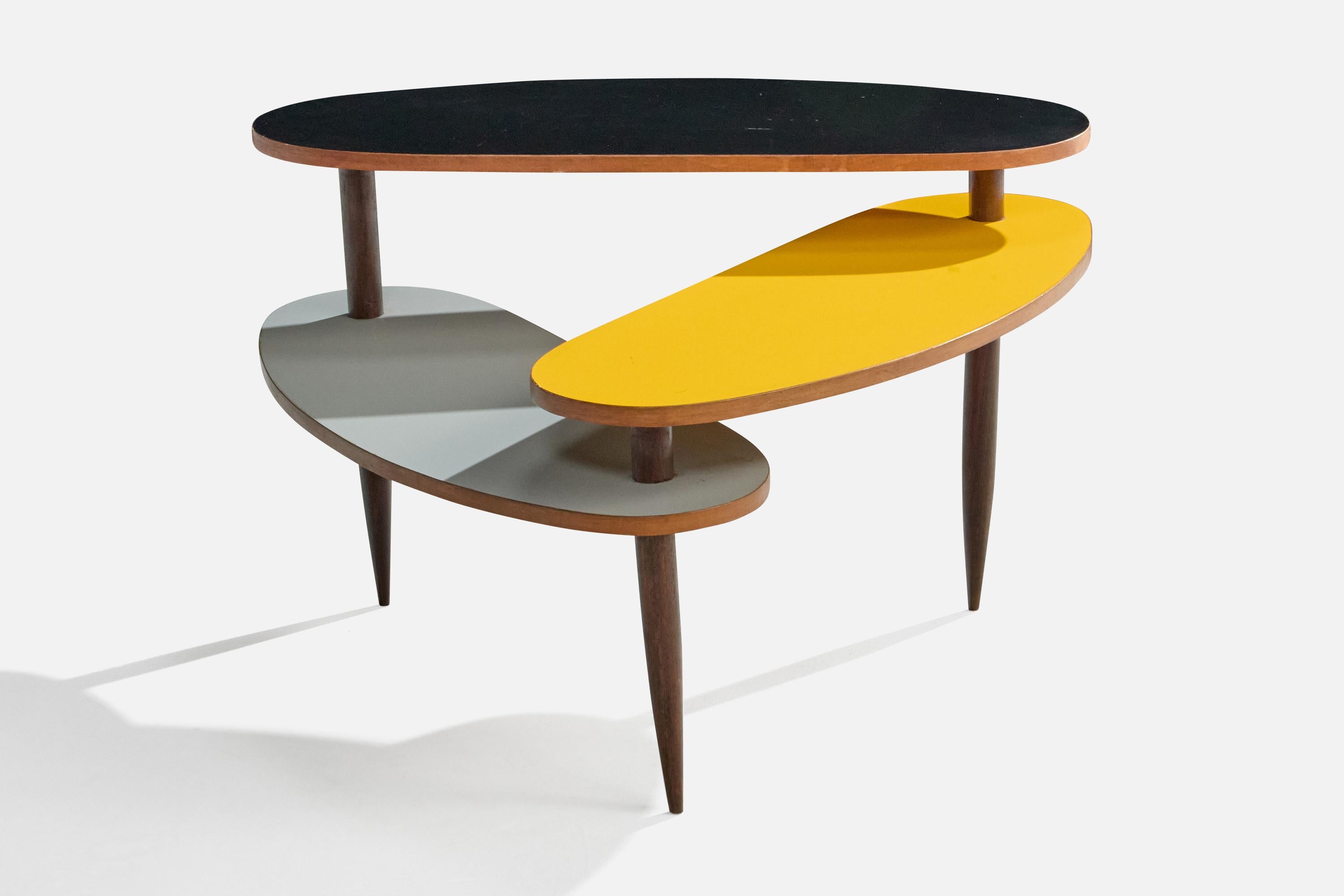 Diseñador brasileño, Mesa auxiliar, Madera, Formica, Brasil, Años 50 Moderno de mediados de siglo en venta