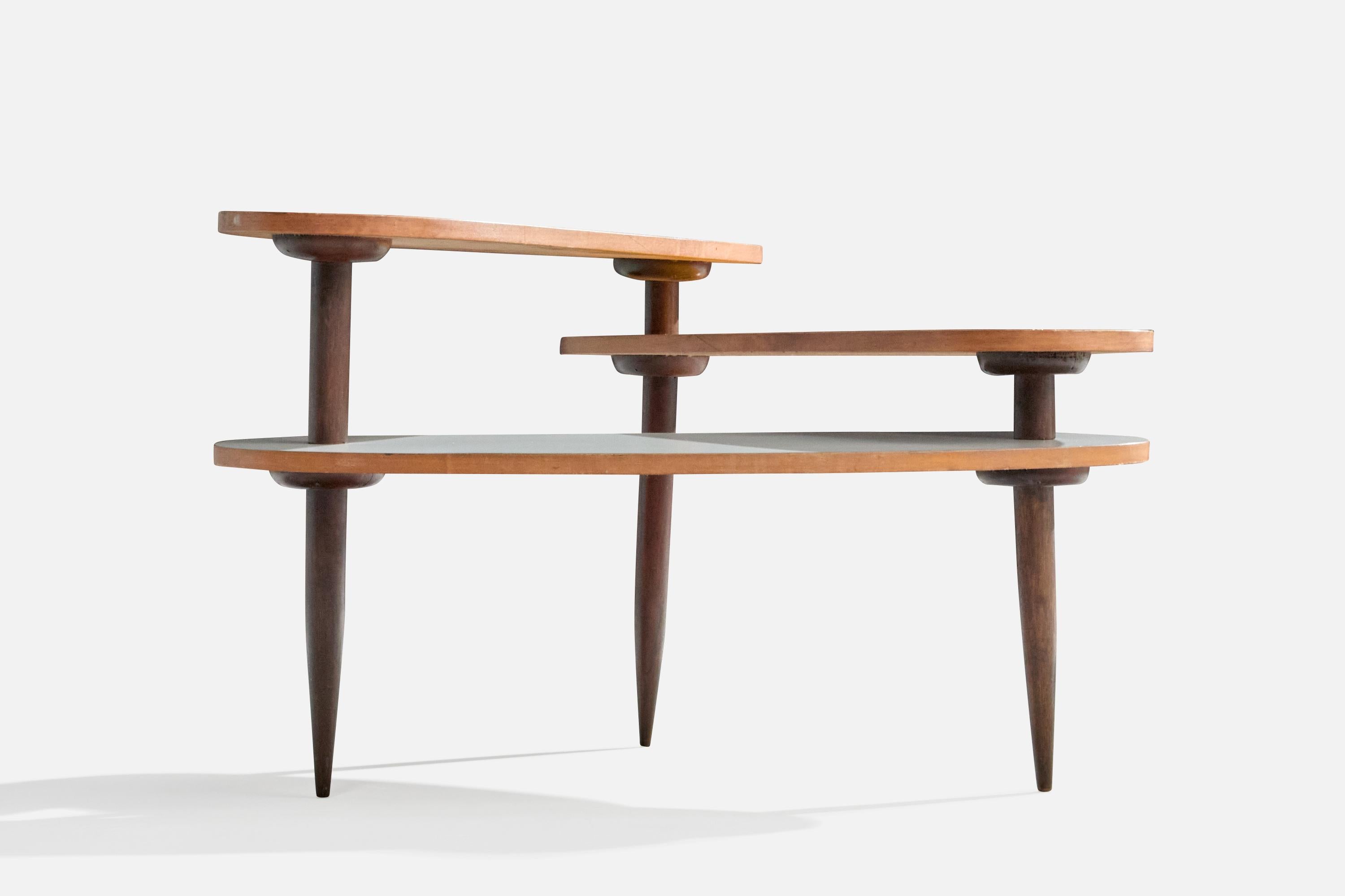 Diseñador brasileño, Mesa auxiliar, Madera, Formica, Brasil, Años 50 Brasileño en venta